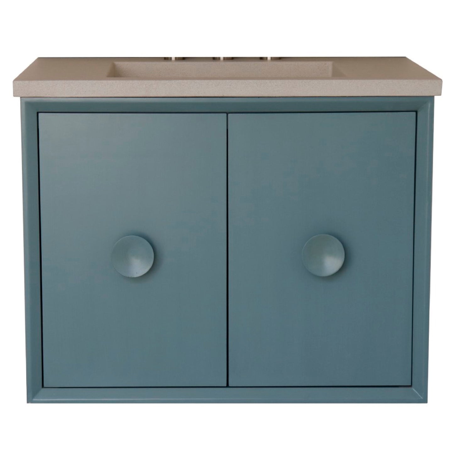 31" Single Vanity in Aqua Blue Finish with White Concrete Top and Rectangle Sink