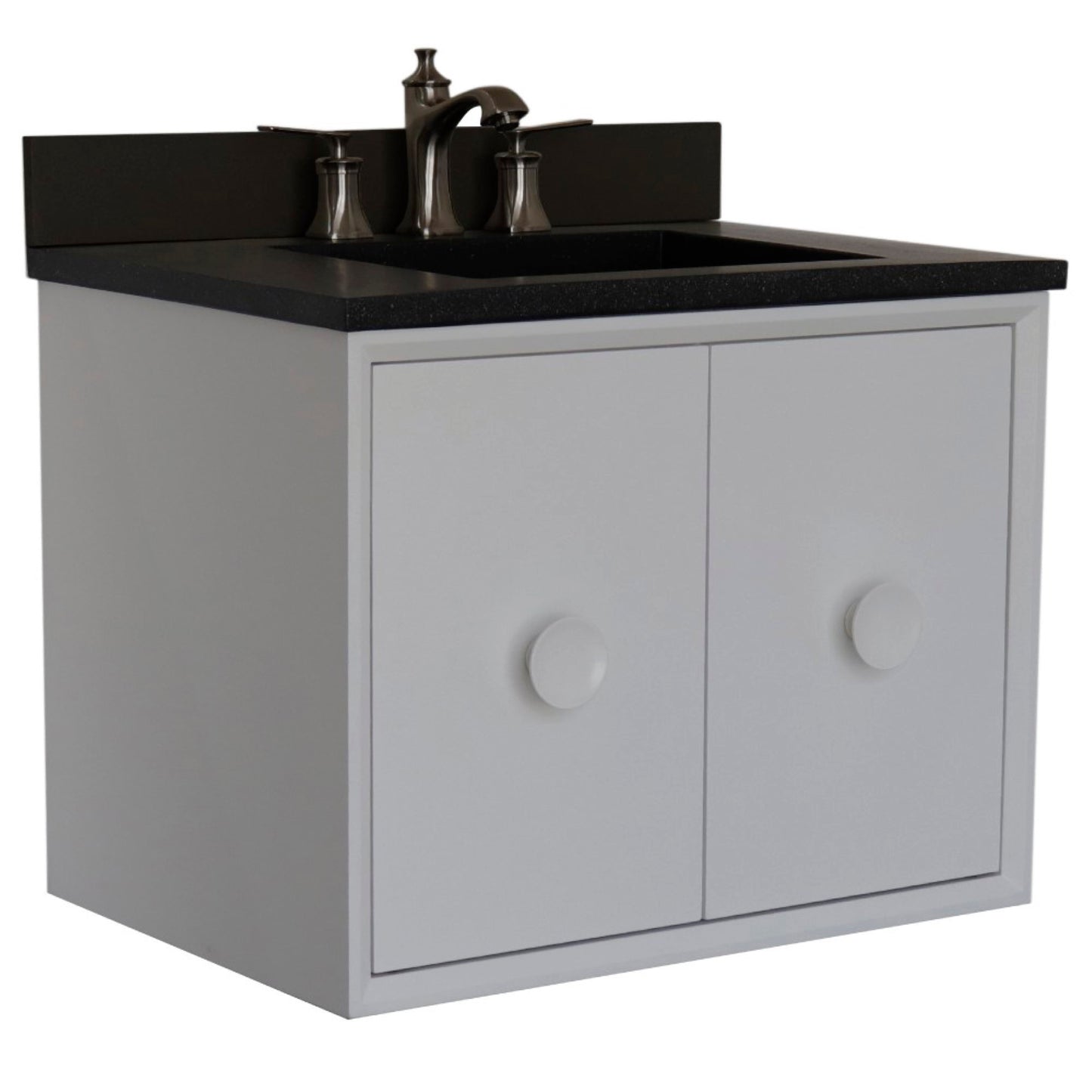 31" Single Vanity in White Finish with Black Concrete Top and Rectangle Sink