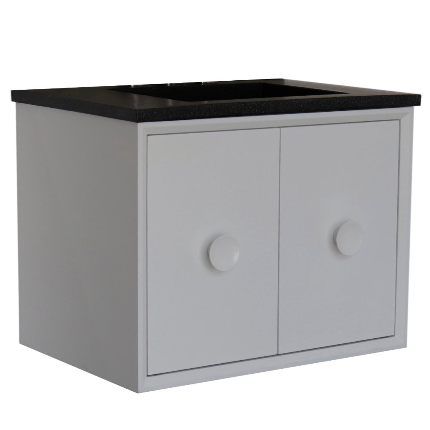 31" Single Vanity in White Finish with Black Concrete Top and Rectangle Sink