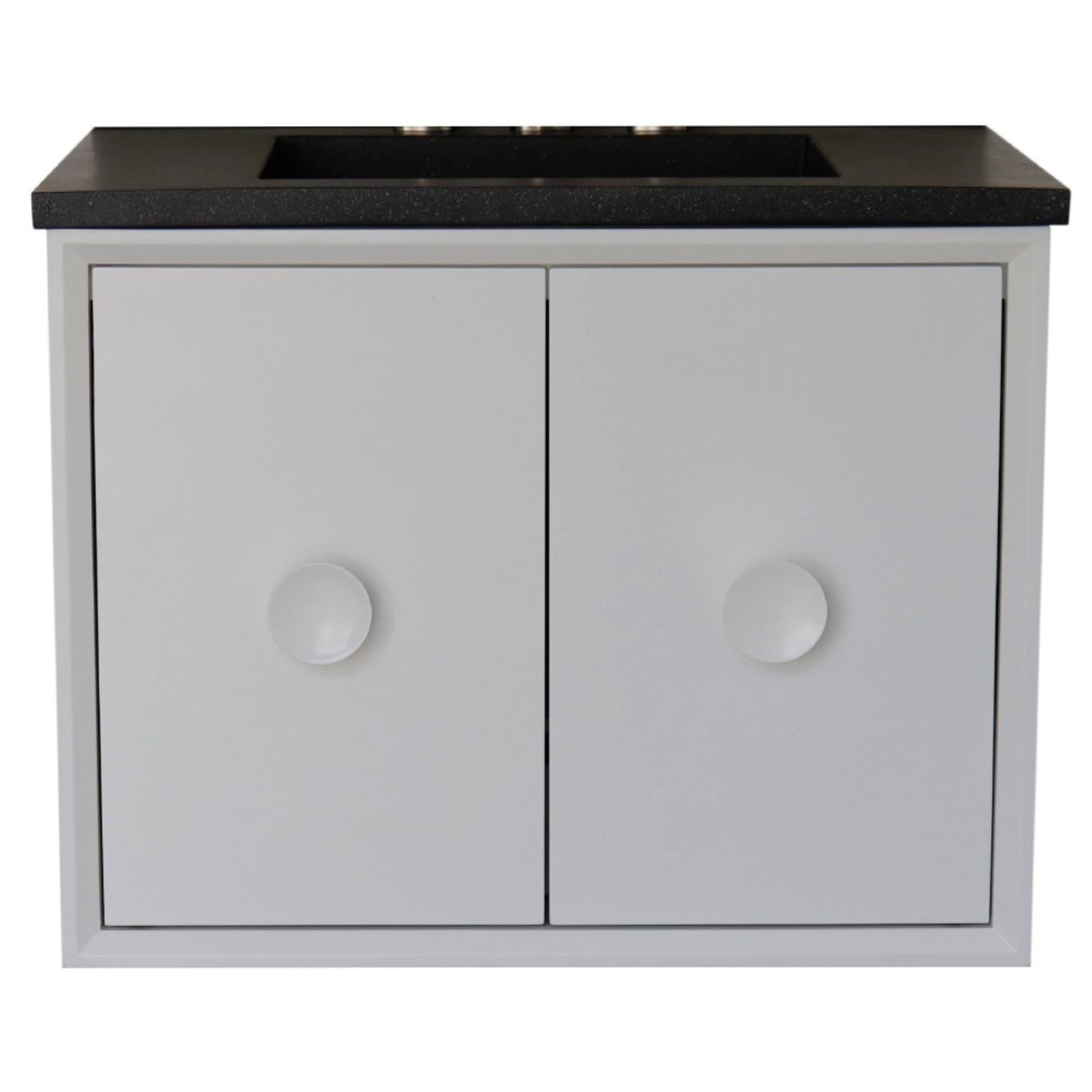 31" Single Vanity in White Finish with Black Concrete Top and Rectangle Sink
