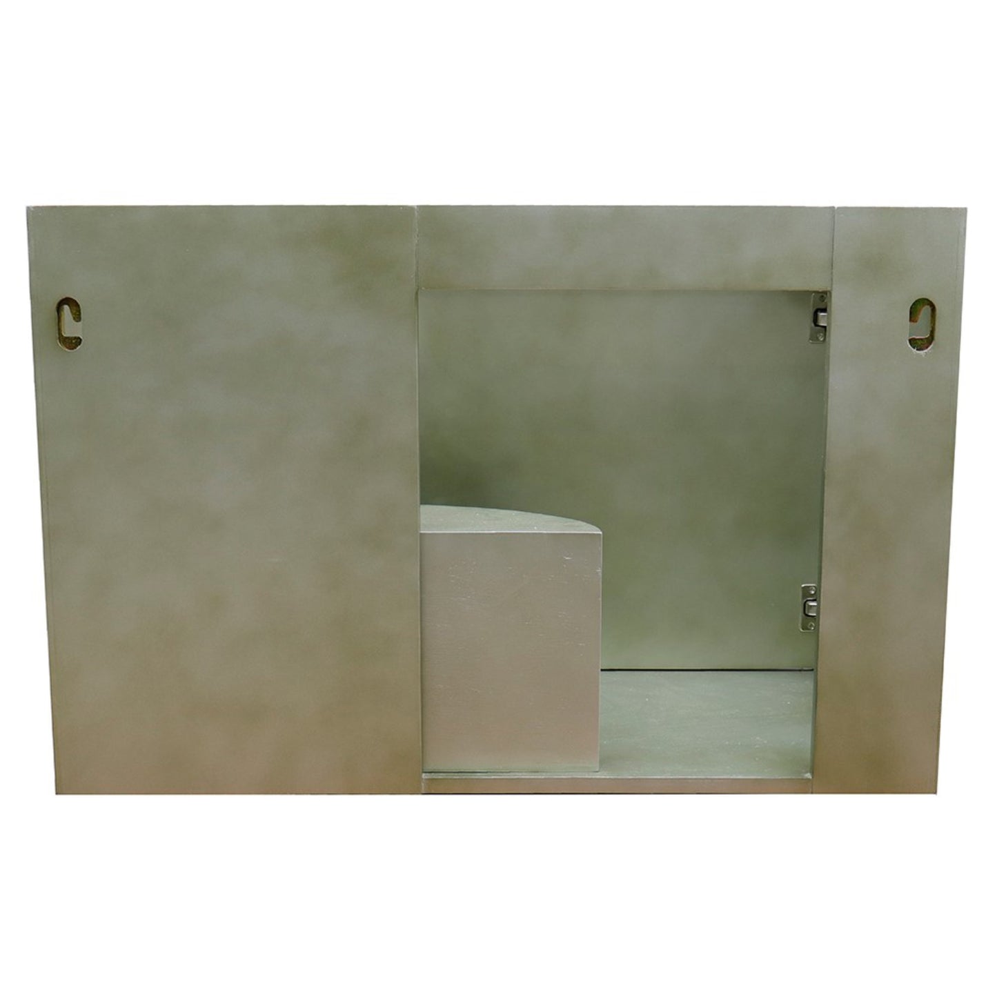 37" Single wall mount vanity in Linen Brown finish with Gray granite top and oval sink