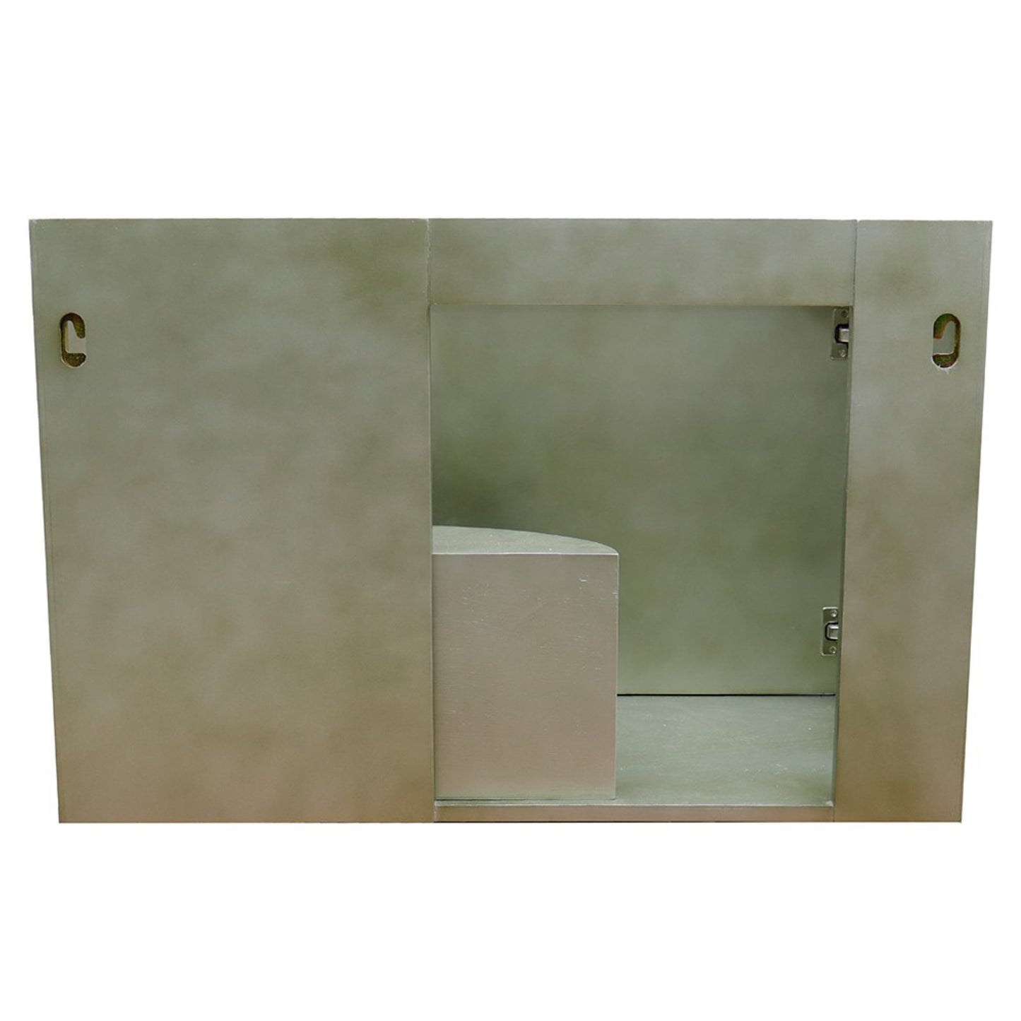 37" Single wall mount vanity in Linen Brown finish with Gray granite top and rectangle sink