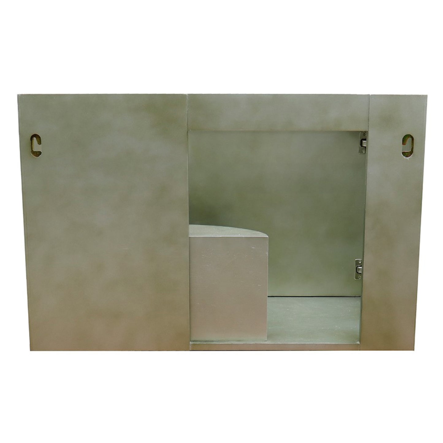 37" Single wall mount vanity in Linen Brown finish with White Carrara top and oval sink