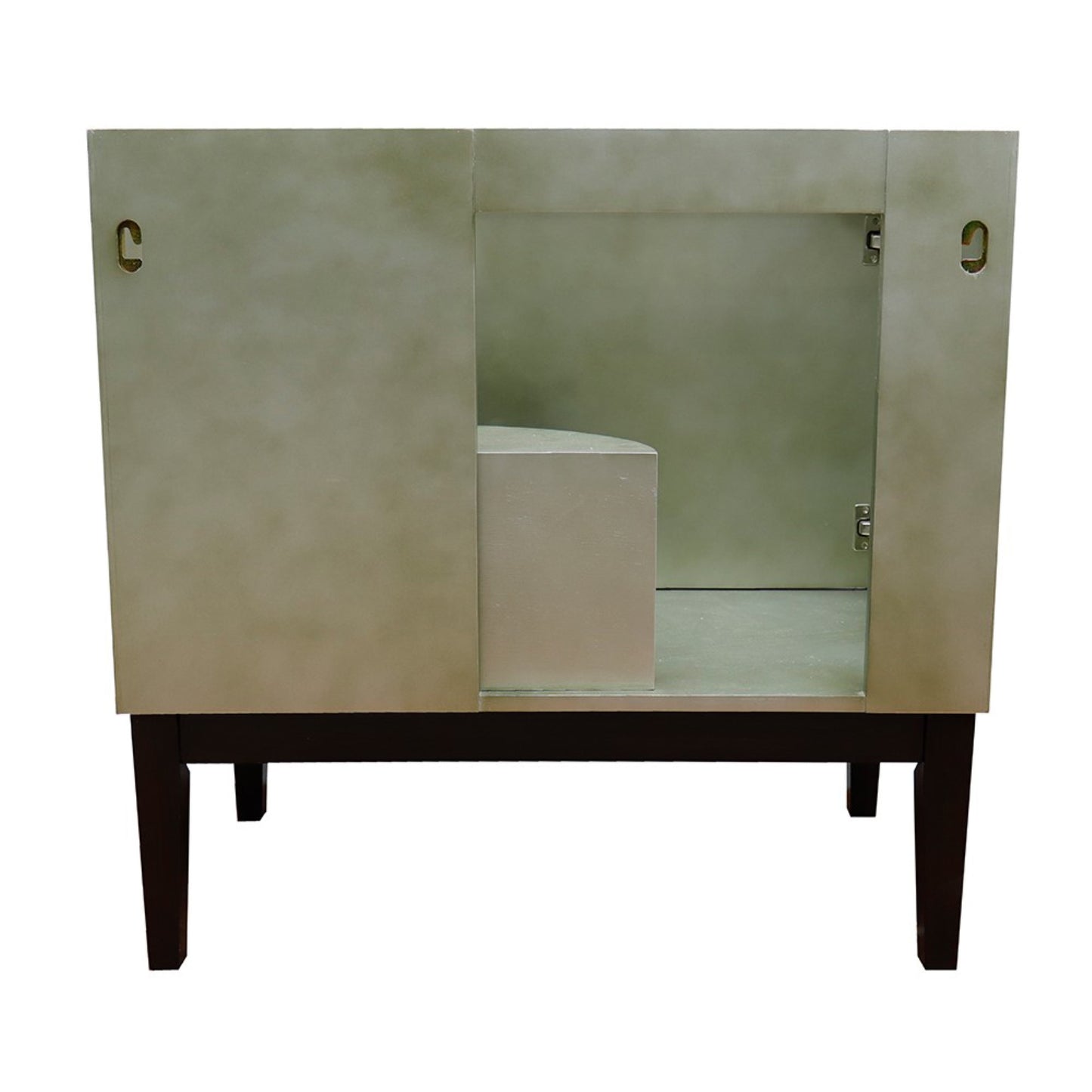 37" Single vanity in Linen Brown finish with Black Galaxy top and round sink