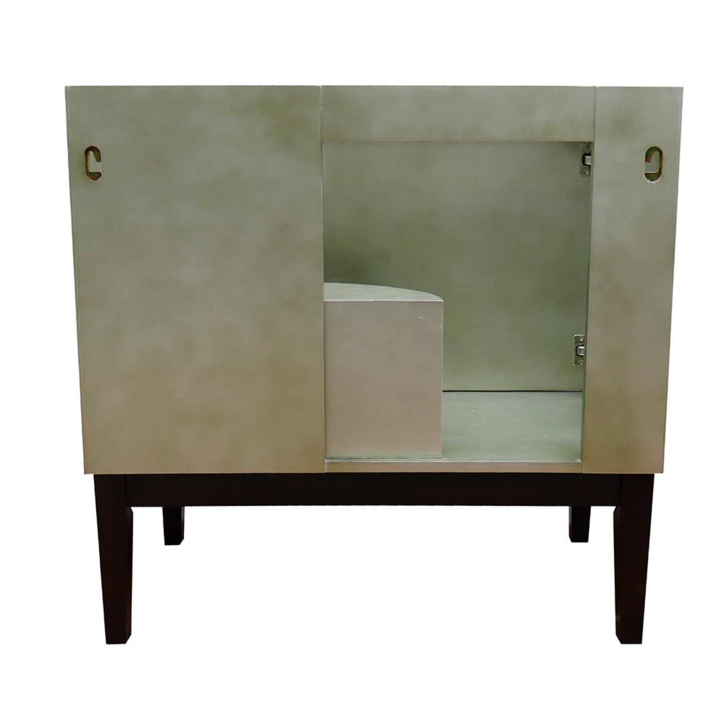 37" Single vanity in Linen Brown finish with Gray granite top and oval sink