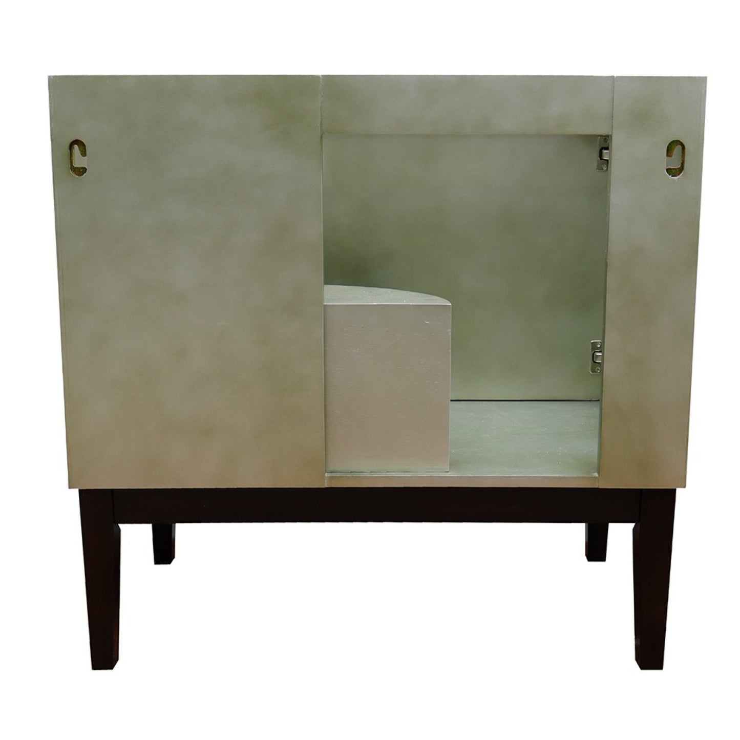 37" Single vanity in Linen Brown finish with White Carrara top and rectangle sink