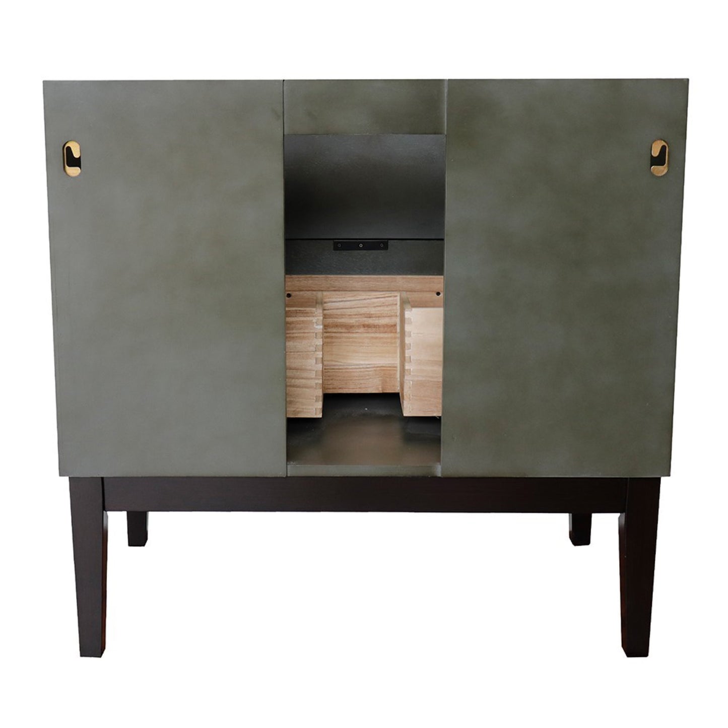 37" Single vanity in Linen Gray finish with Gray granite top and round sink