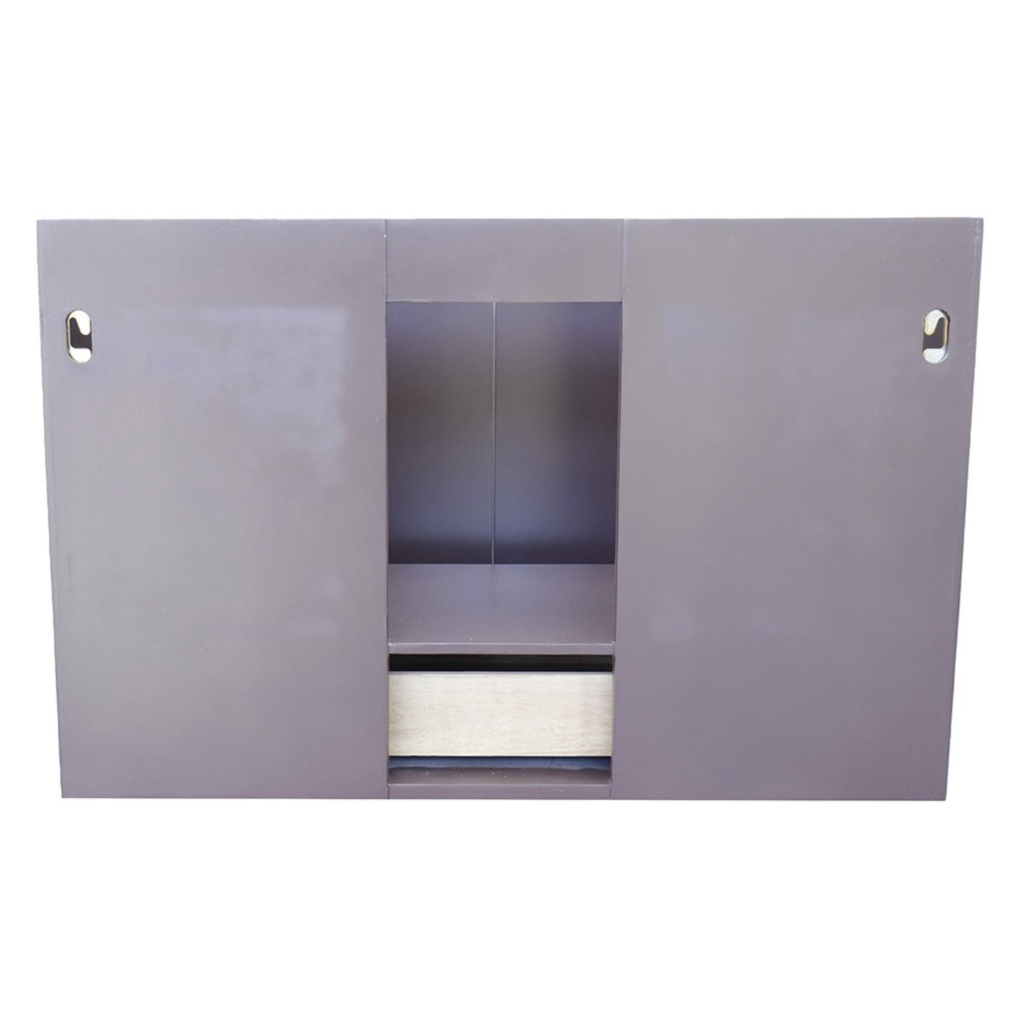 37" Single wall mount vanity in Cappuccino finish with Black Galaxy top and round sink