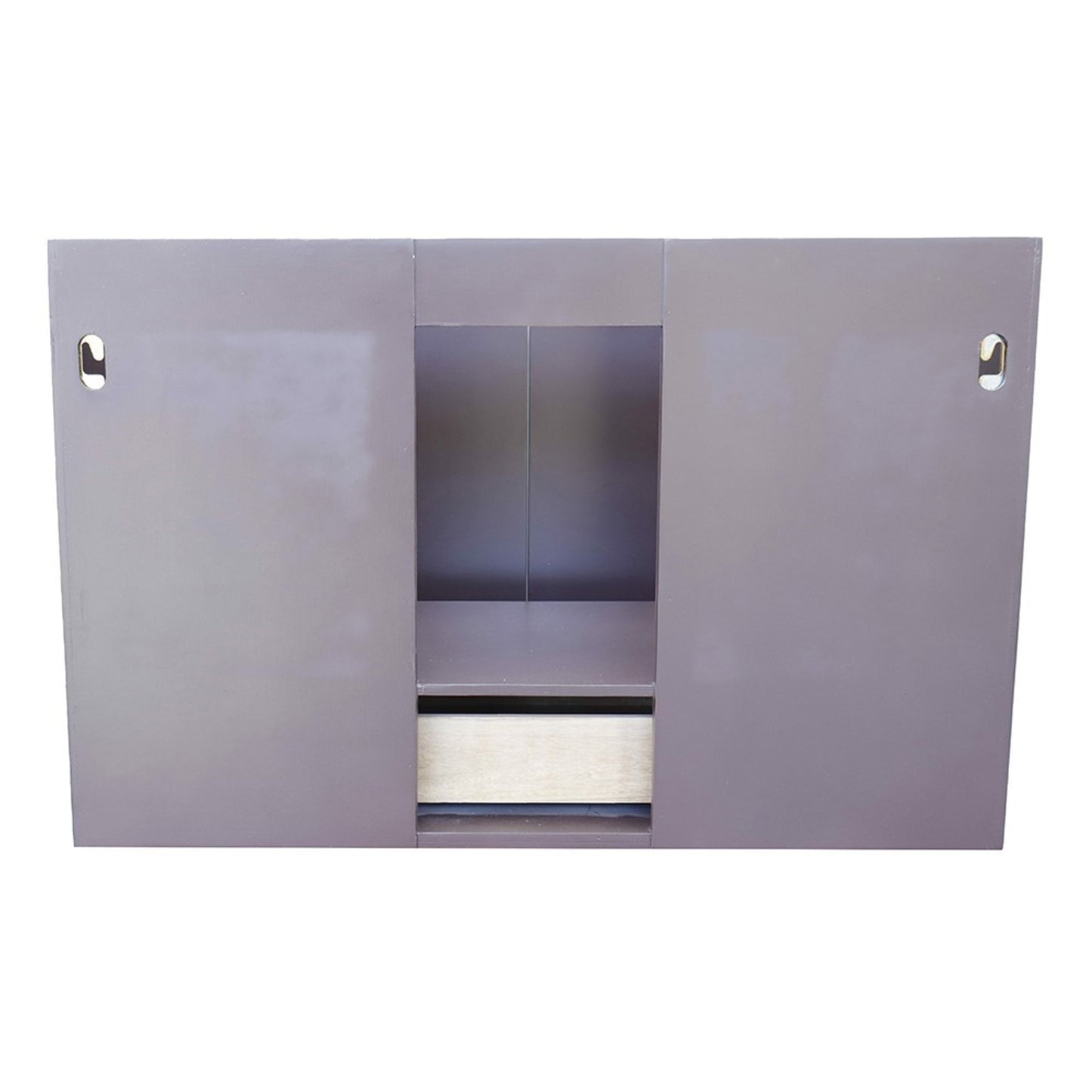 37" Single wall mount vanity in Cappuccino finish with Gray granite top and round sink