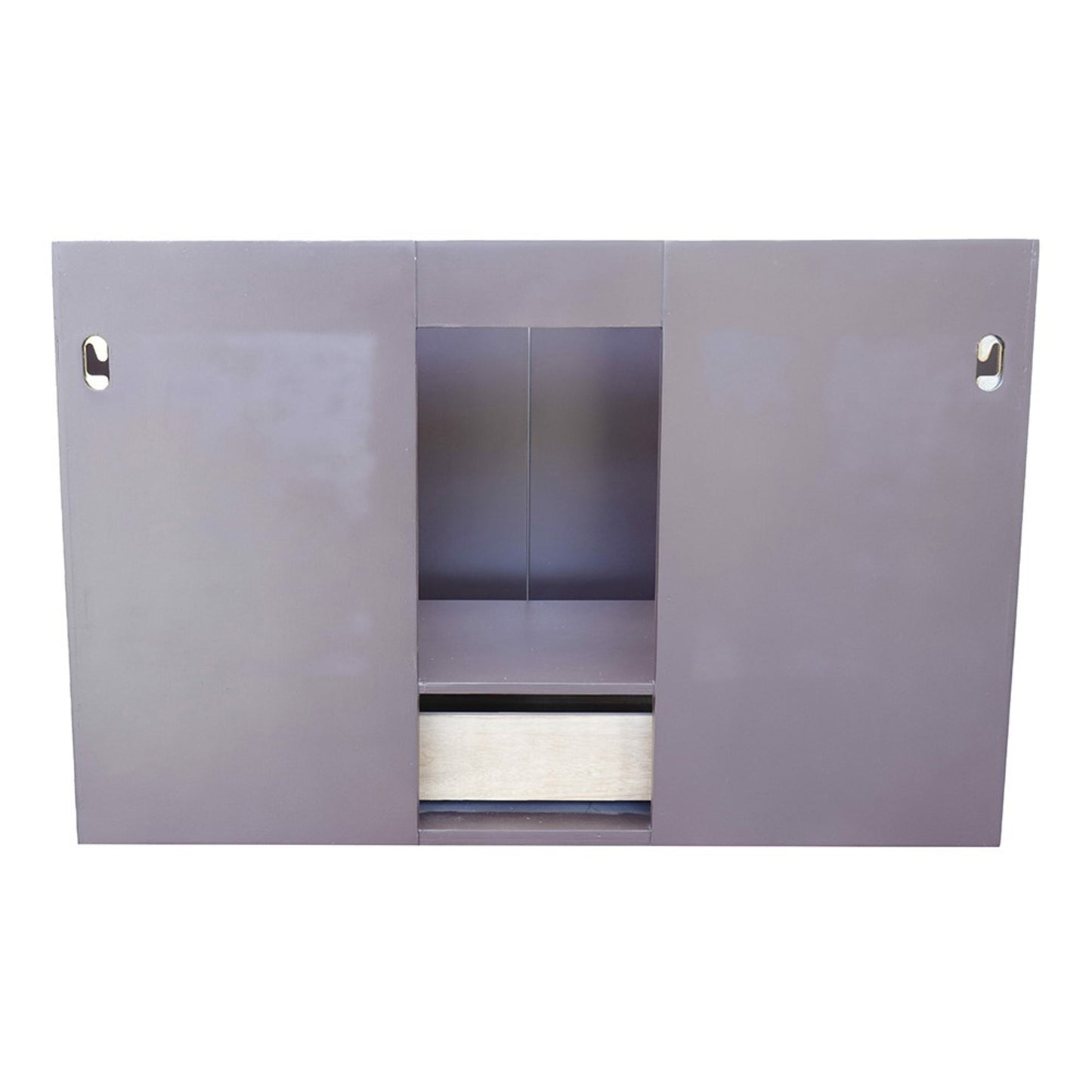 37" Single wall mount vanity in Cappuccino finish with Gray granite top and rectangle sink