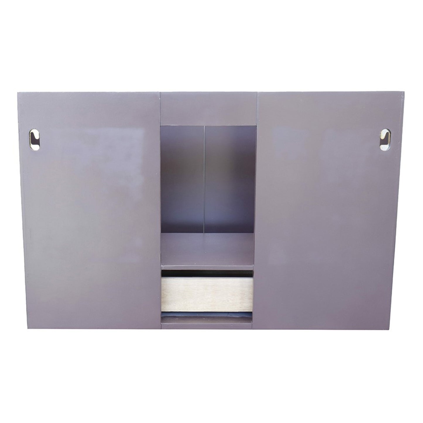 37" Single wall mount vanity in Cappuccino finish with White engineered stone top and round sink