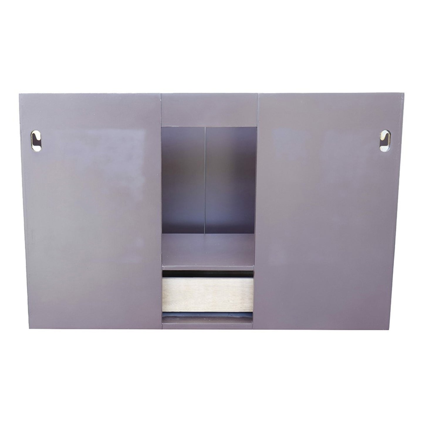 37" Single wall mount vanity in Cappuccino finish with White Carrara top and oval sink