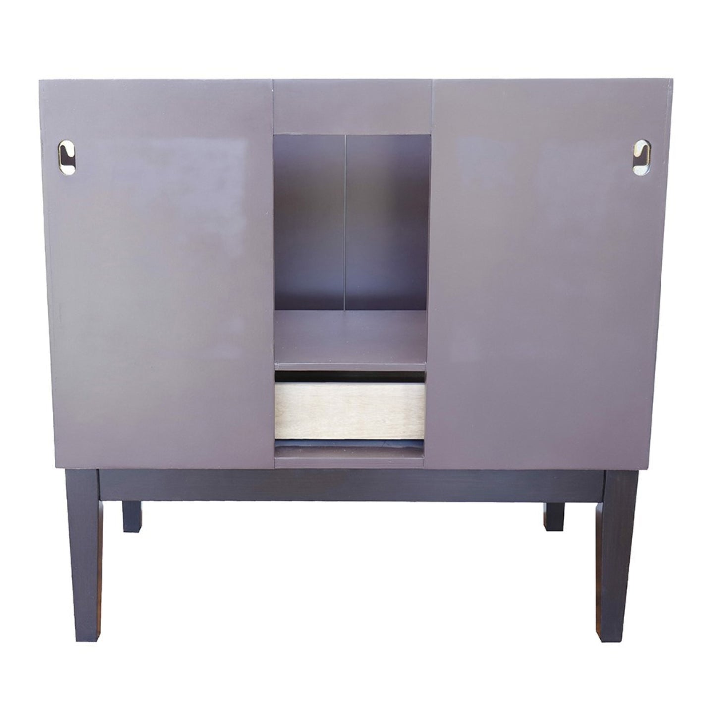 37" Single vanity in Cappuccino finish with Black Galaxy top and oval sink