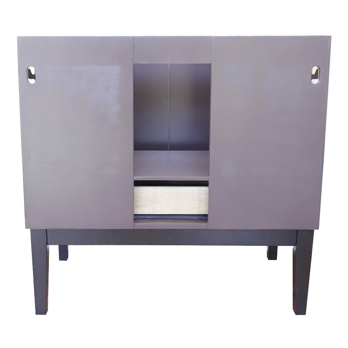 37" Single vanity in Cappuccino finish with Black Galaxy top and rectangle sink