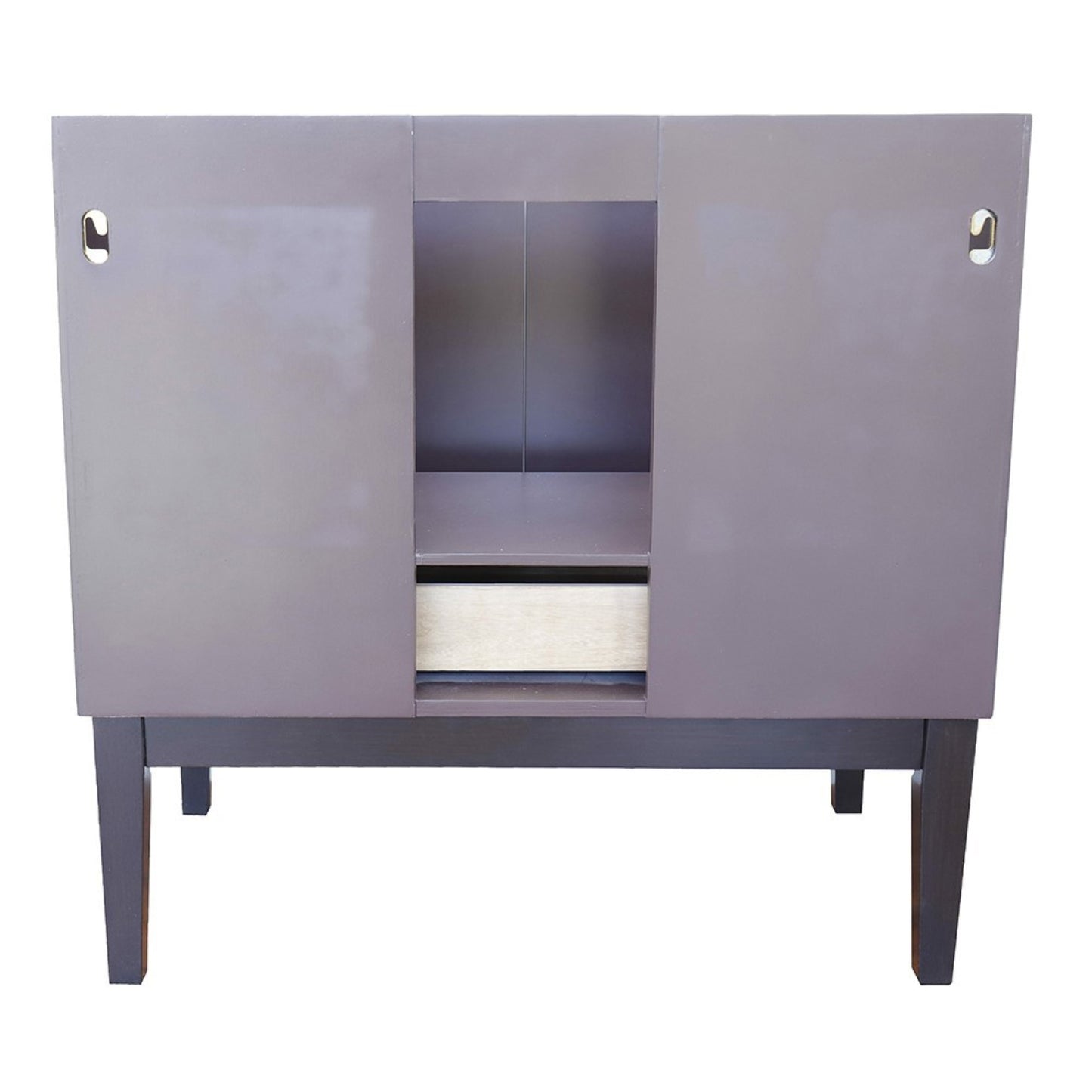 37" Single vanity in Cappuccino finish with Gray granite top and round sink