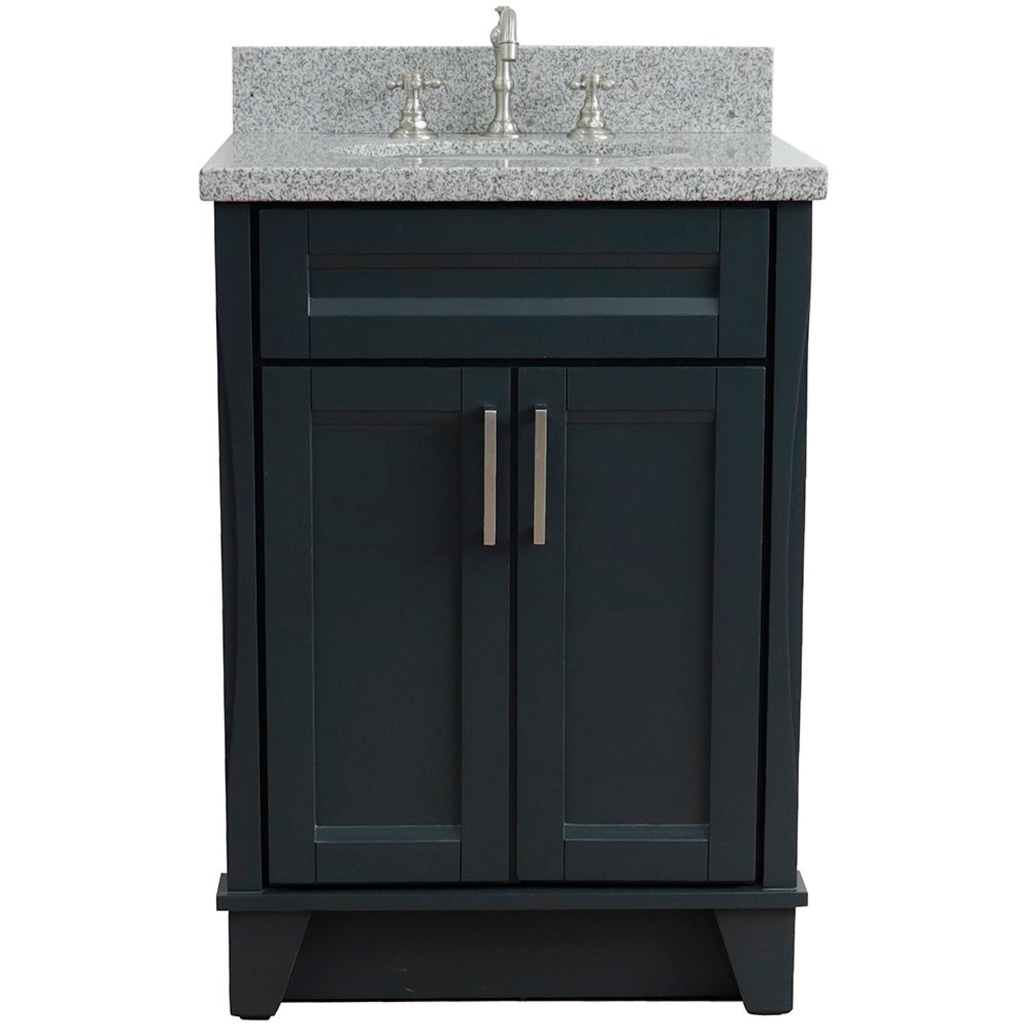 25" Single sink vanity in Dark Gray finish with Gray granite and oval sink
