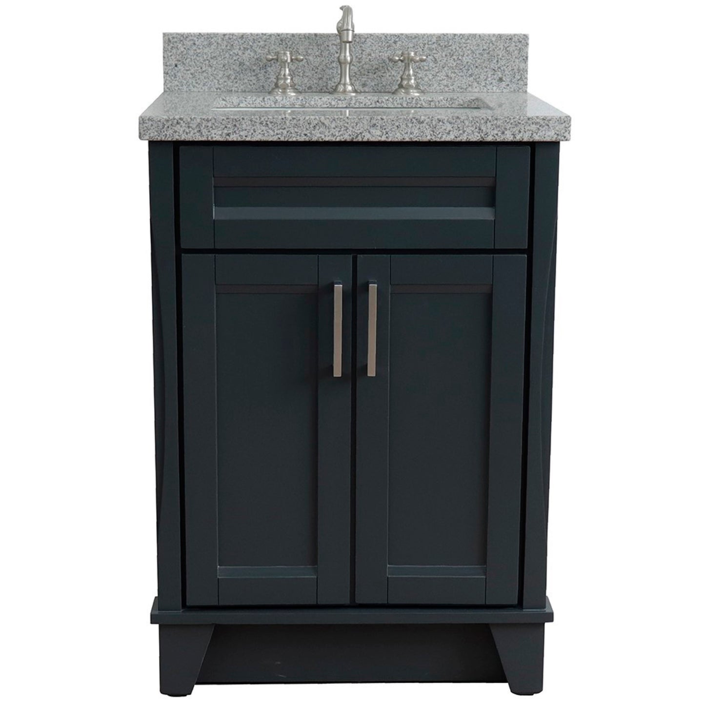 25" Single sink vanity in Dark Gray finish with Gray granite and rectangle sink