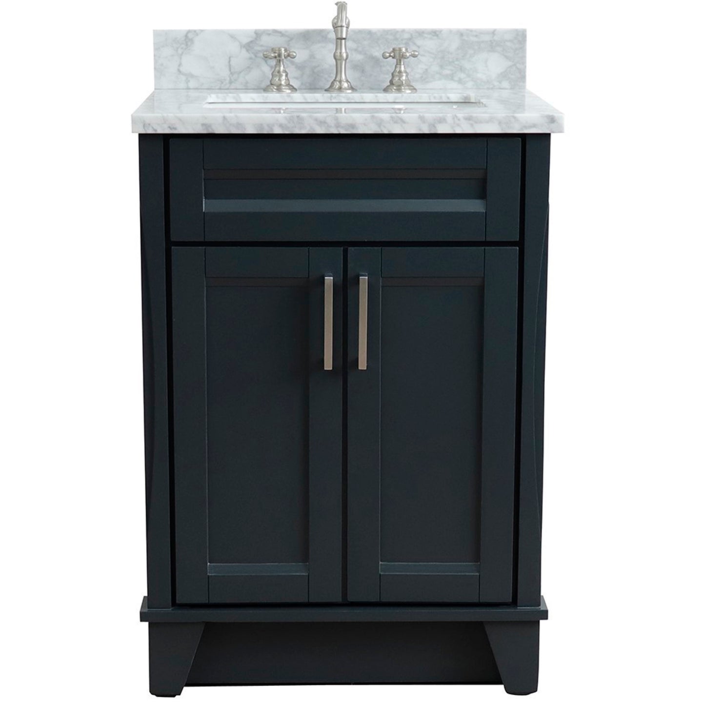 25" Single sink vanity in Dark Gray finish with White Carrara marble and rectangle sink