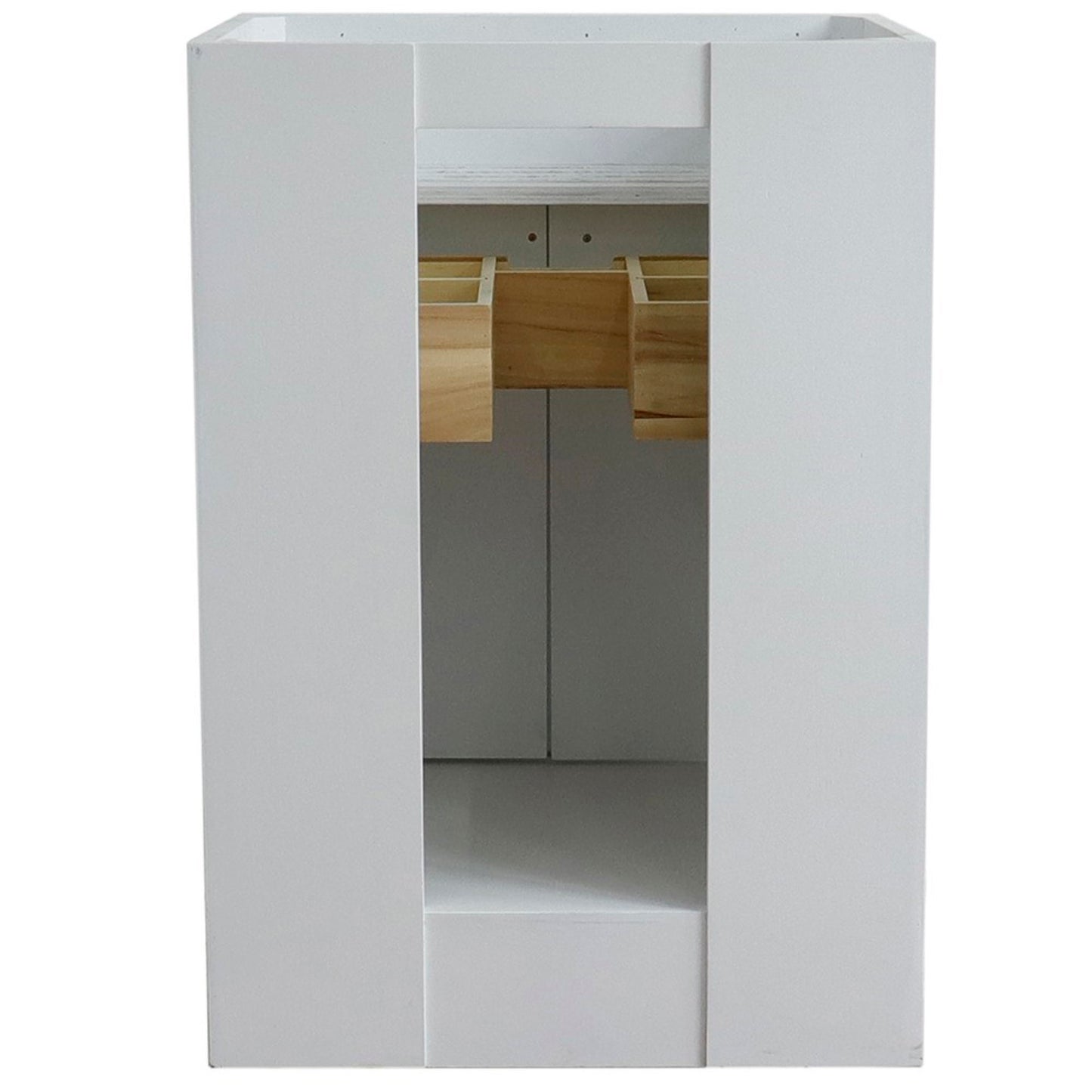 25" Single sink vanity in White finish with Gray granite and oval sink