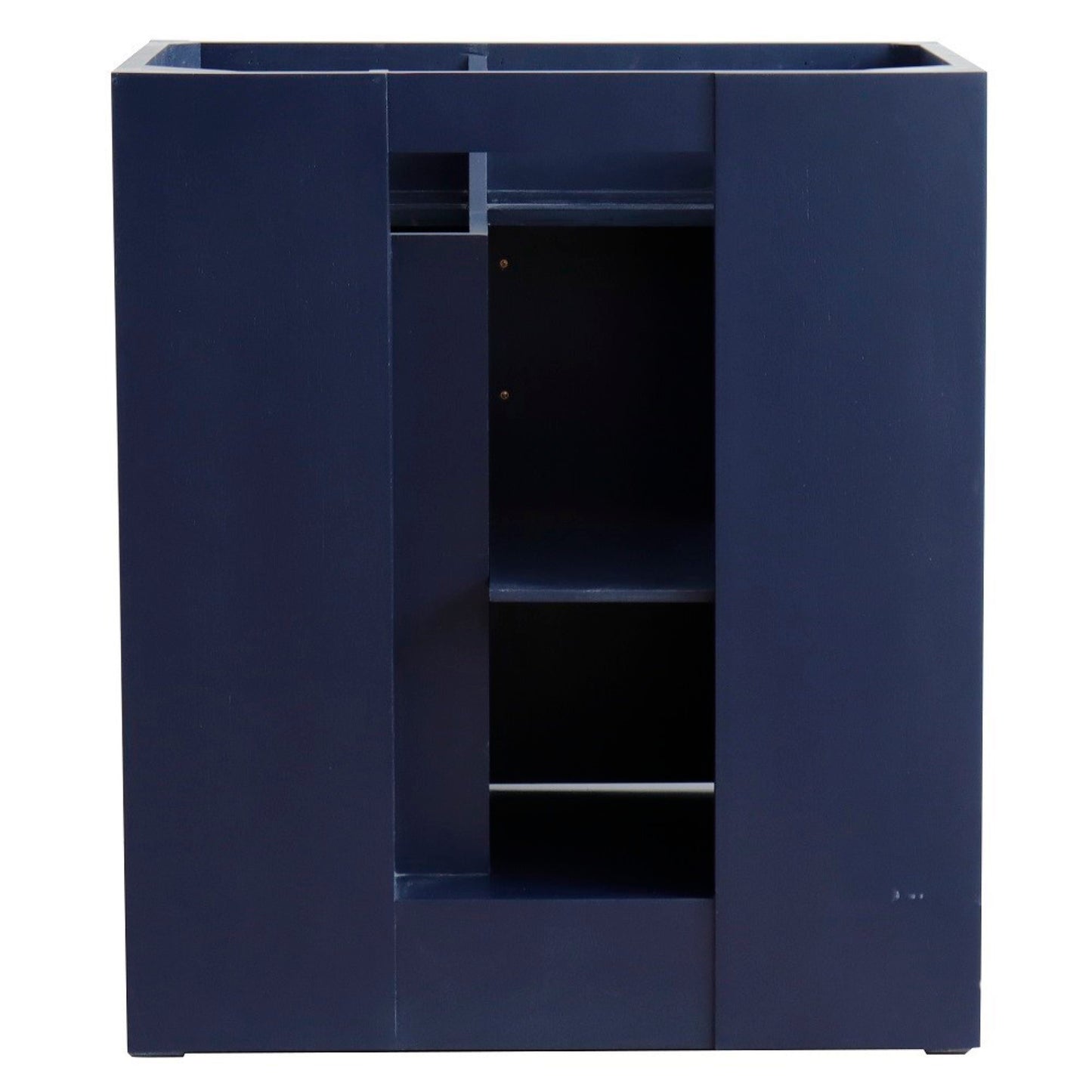 31" Single sink vanity in Blue finish with Black galaxy granite with oval sink