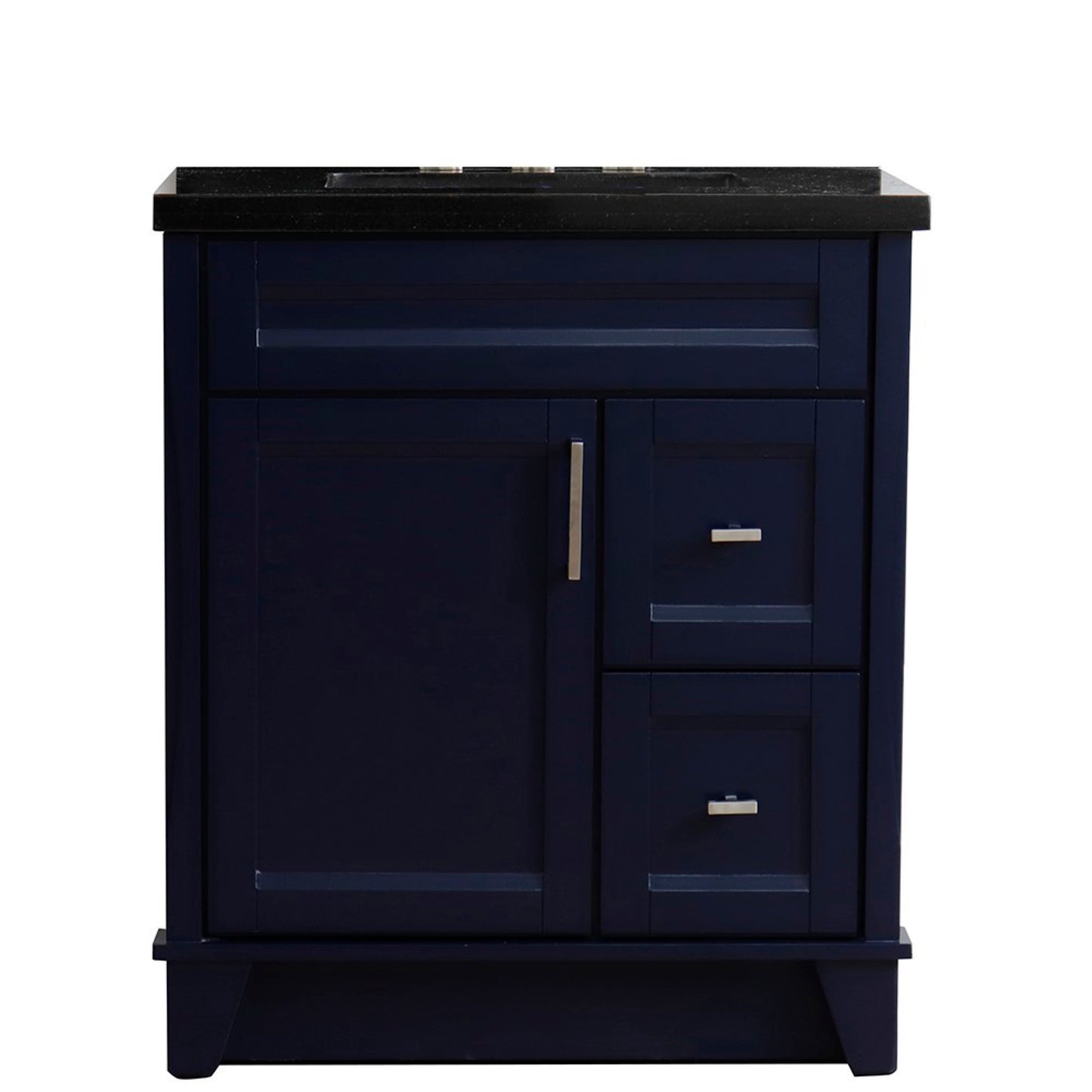 31" Single sink vanity in Blue finish with Black galaxy granite with rectangle sink