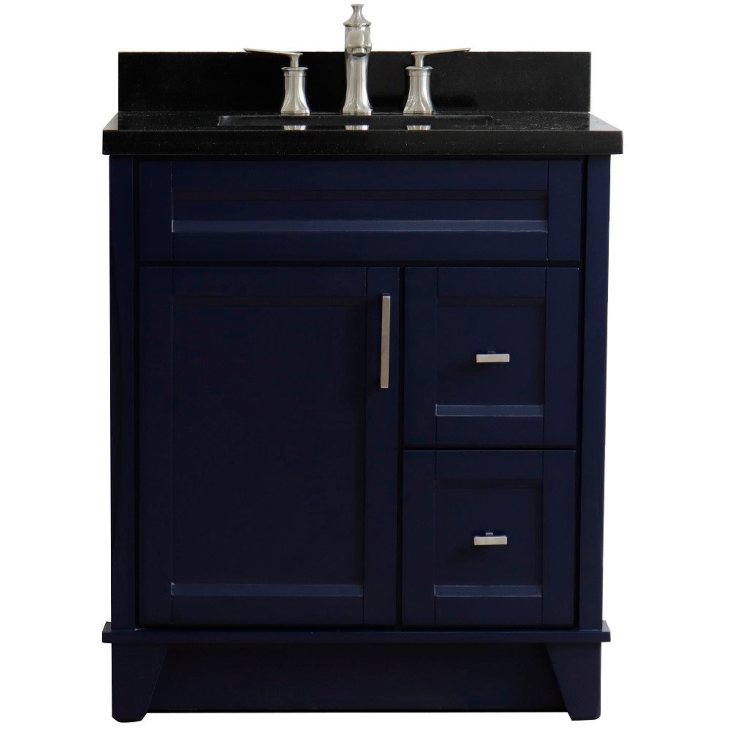 31" Single sink vanity in Blue finish with Black galaxy granite with rectangle sink
