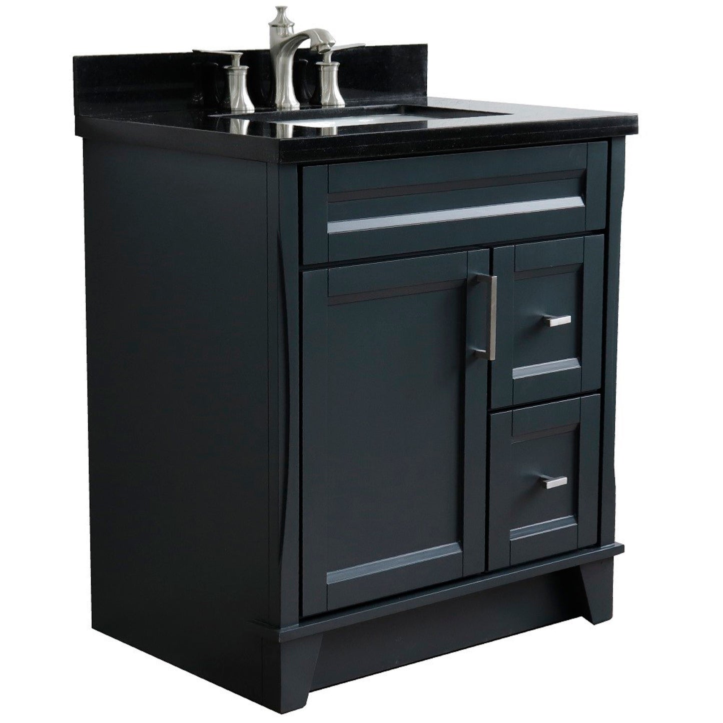 31" Single sink vanity in Dark Gray finish with Black galaxy granite with rectangle sink