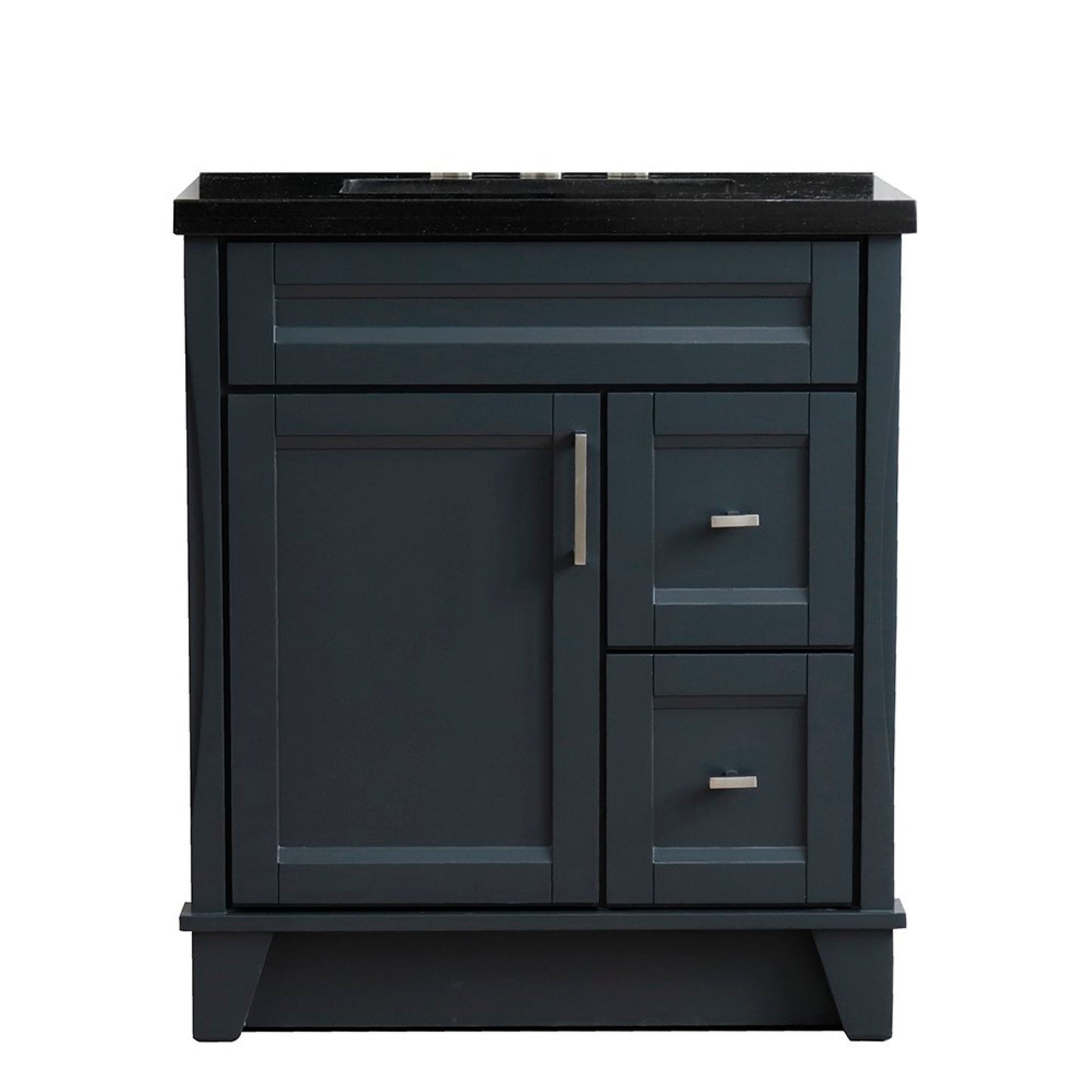 31" Single sink vanity in Dark Gray finish with Black galaxy granite with rectangle sink