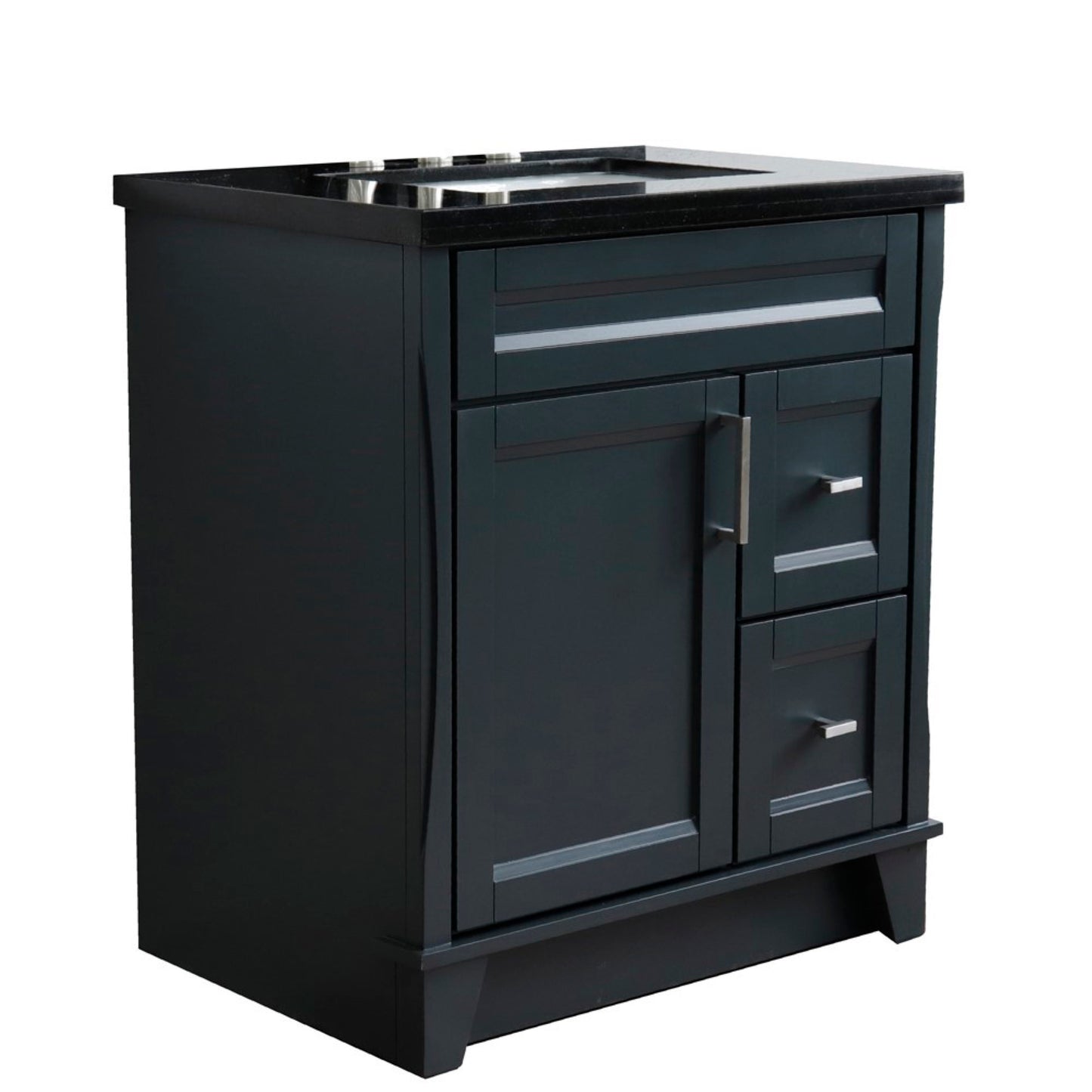 31" Single sink vanity in Dark Gray finish with Black galaxy granite with rectangle sink