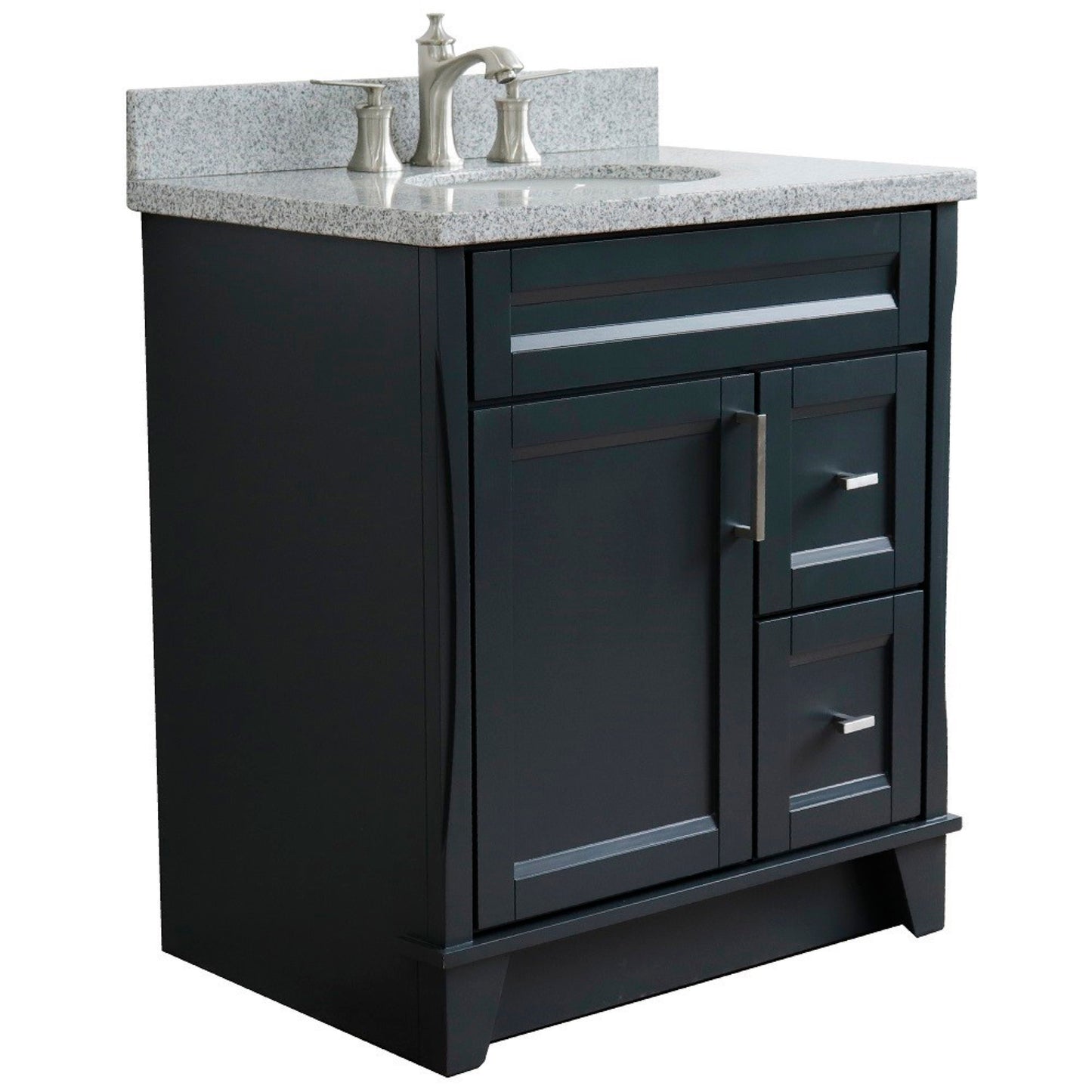 31" Single sink vanity in Dark Gray finish with Gray granite with oval sink