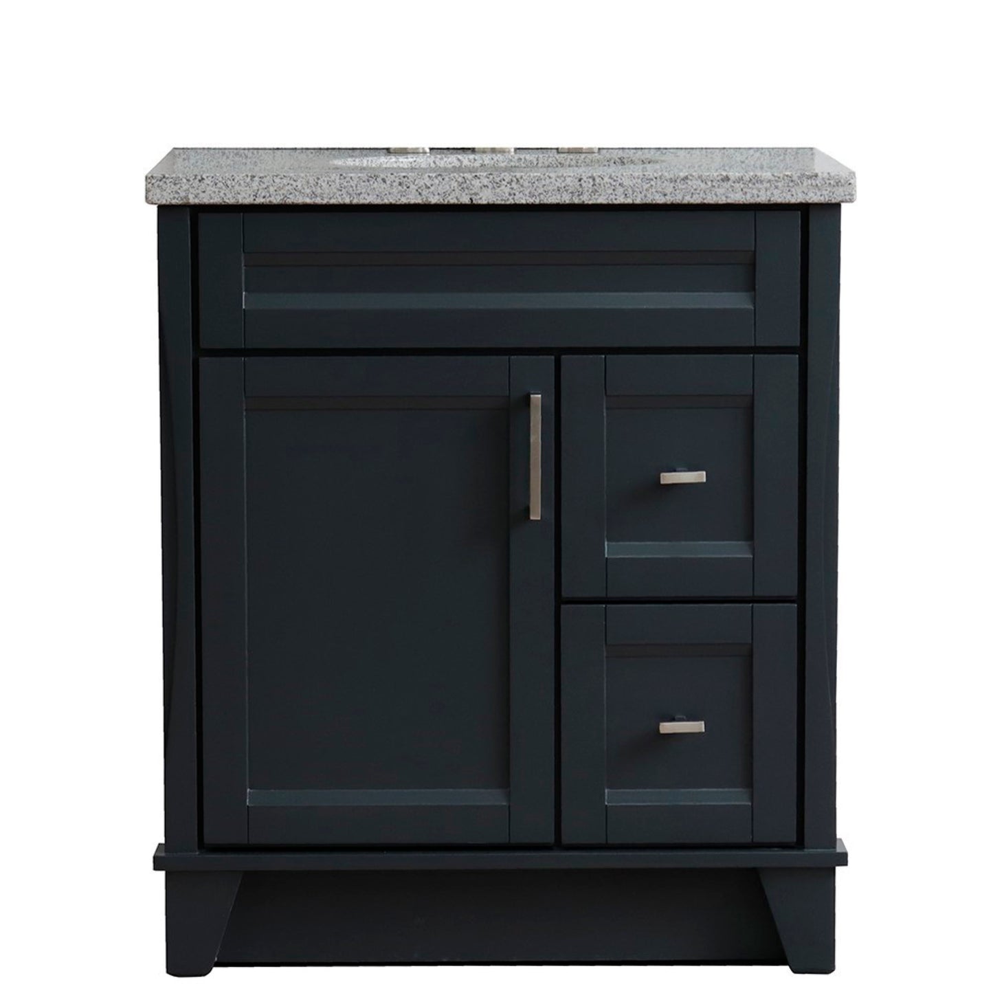 31" Single sink vanity in Dark Gray finish with Gray granite with oval sink