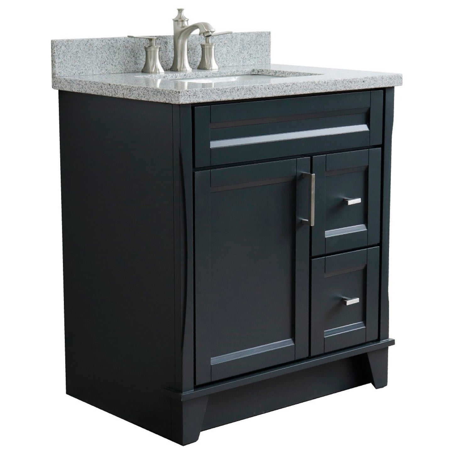 31" Single sink vanity in Dark Gray finish with Gray granite with rectangle sink