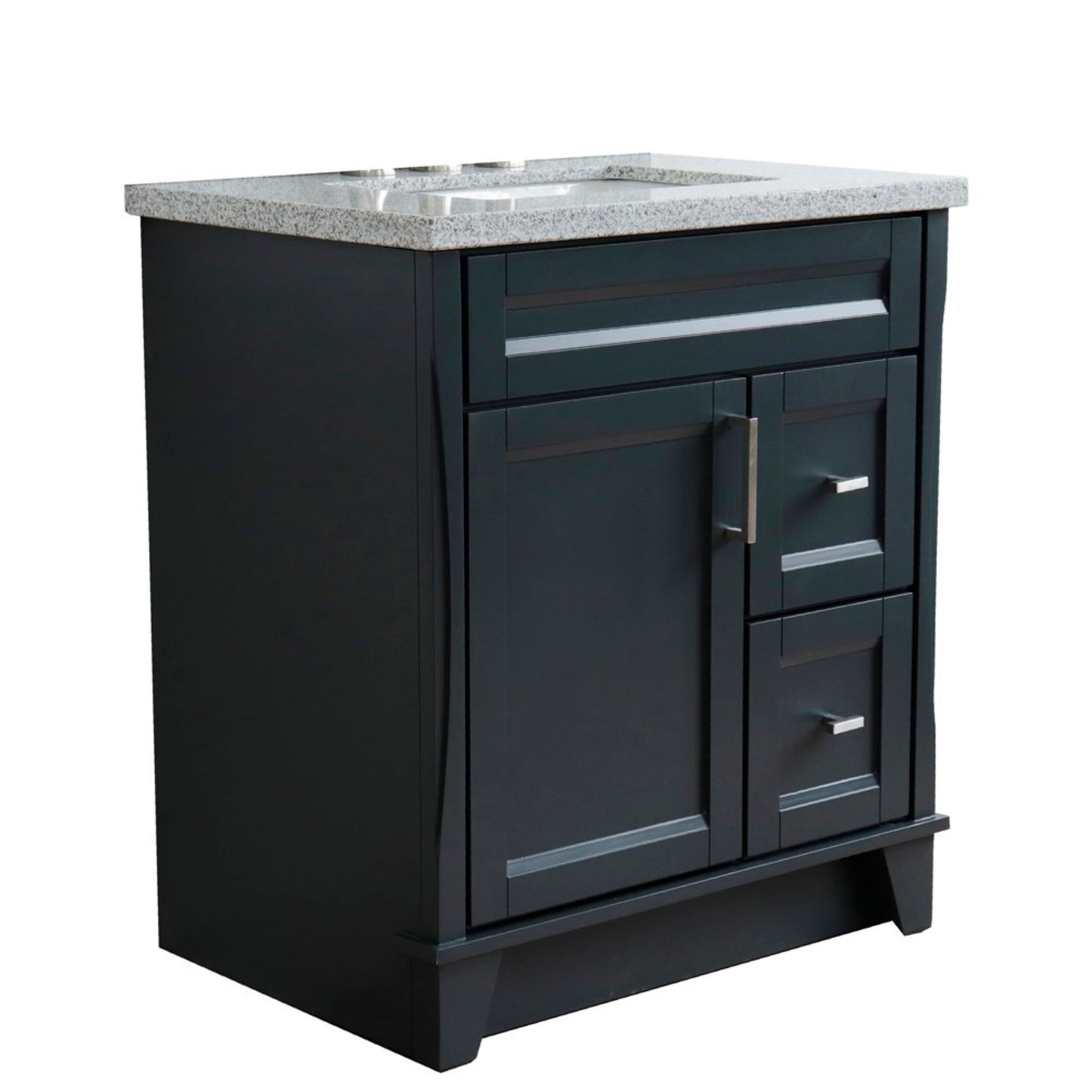 31" Single sink vanity in Dark Gray finish with Gray granite with rectangle sink
