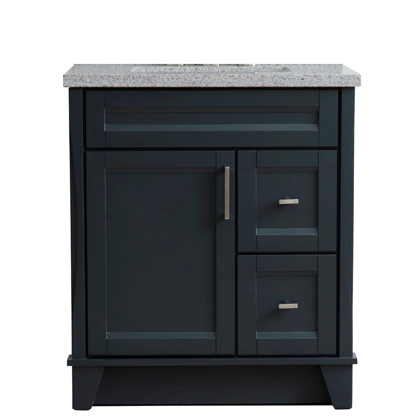 31" Single sink vanity in Dark Gray finish with Gray granite with rectangle sink