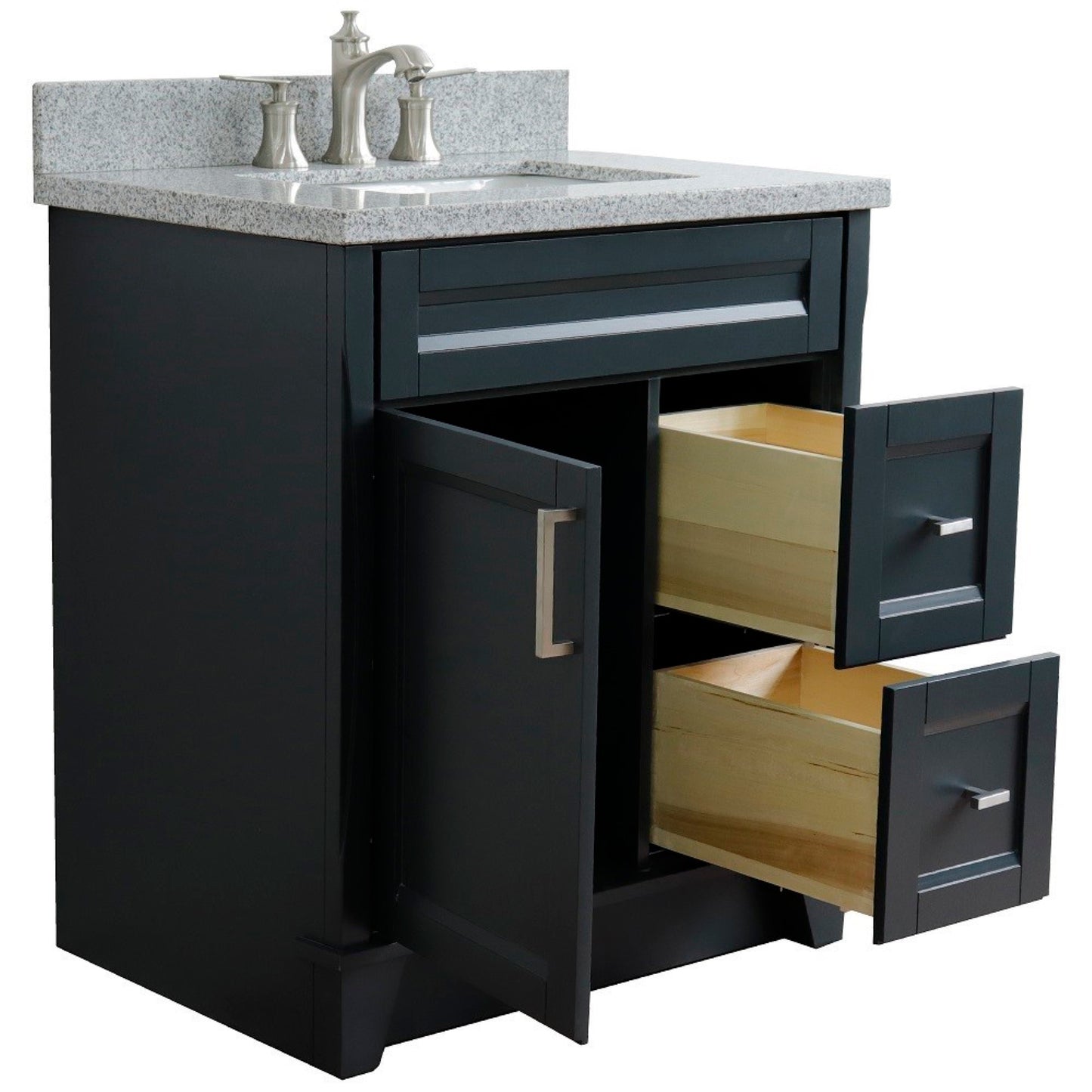 31" Single sink vanity in Dark Gray finish with Gray granite with rectangle sink