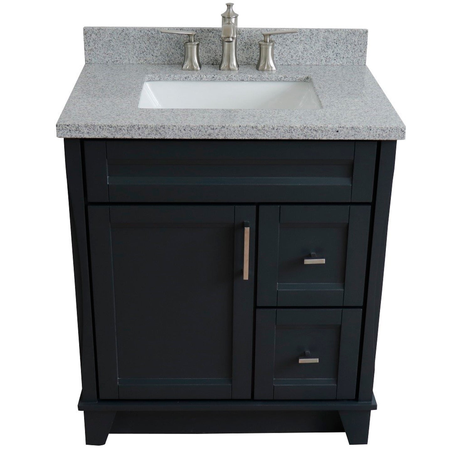 31" Single sink vanity in Dark Gray finish with Gray granite with rectangle sink