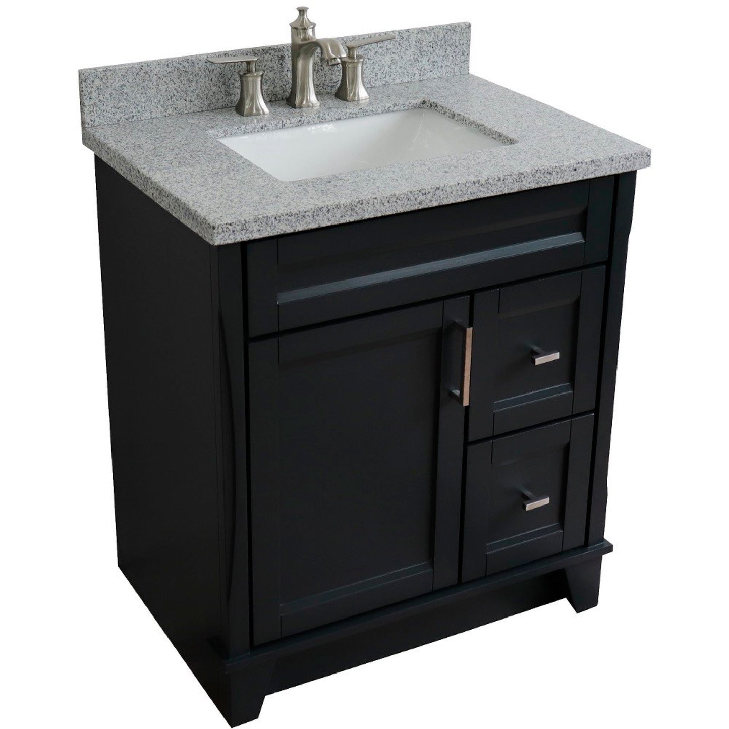 31" Single sink vanity in Dark Gray finish with Gray granite with rectangle sink