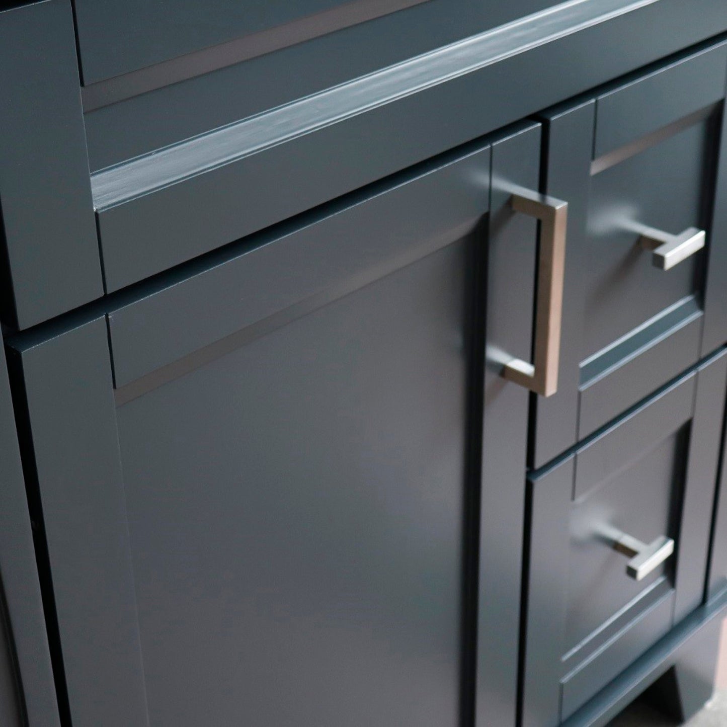 31" Single sink vanity in Dark Gray finish with White engineered stone with rectangle sink