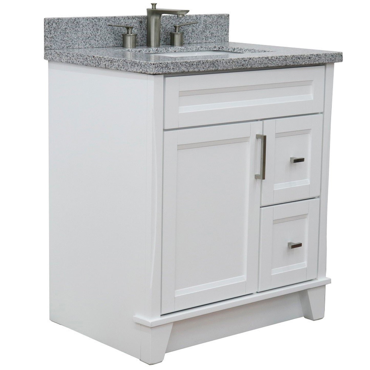 31" Single sink vanity in White finish with Gray granite with rectangle sink