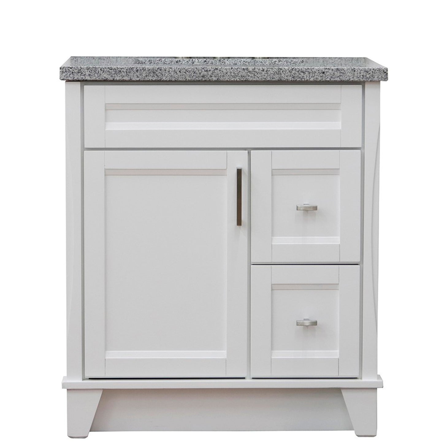 31" Single sink vanity in White finish with Gray granite with rectangle sink