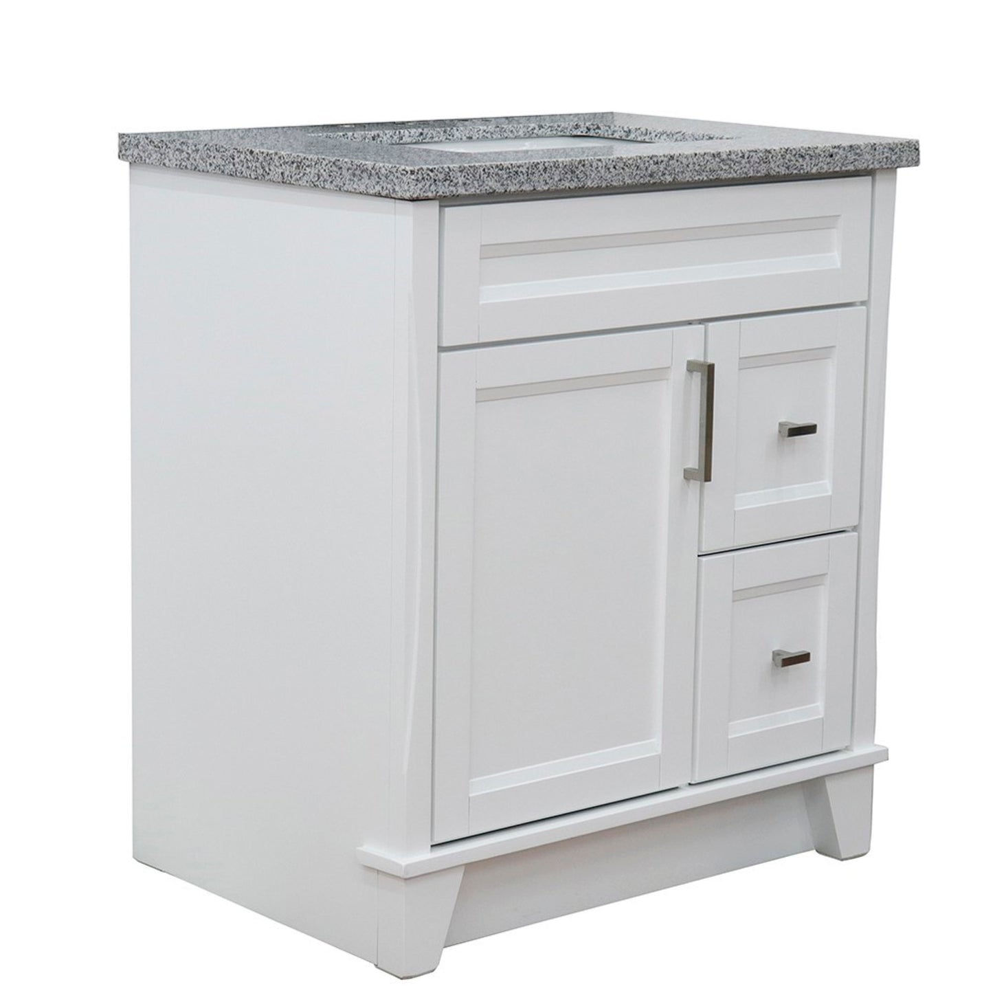 31" Single sink vanity in White finish with Gray granite with rectangle sink