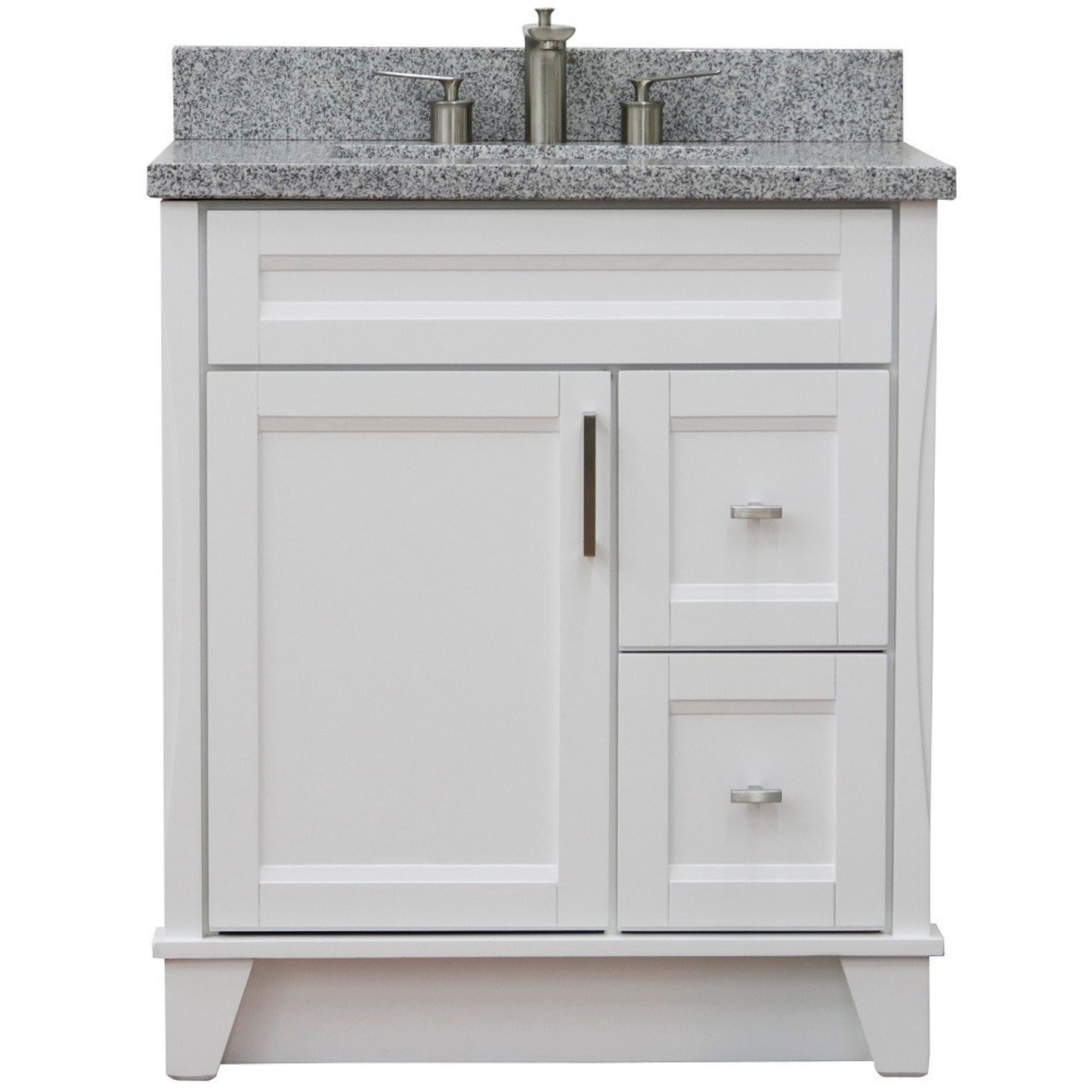 31" Single sink vanity in White finish with Gray granite with rectangle sink