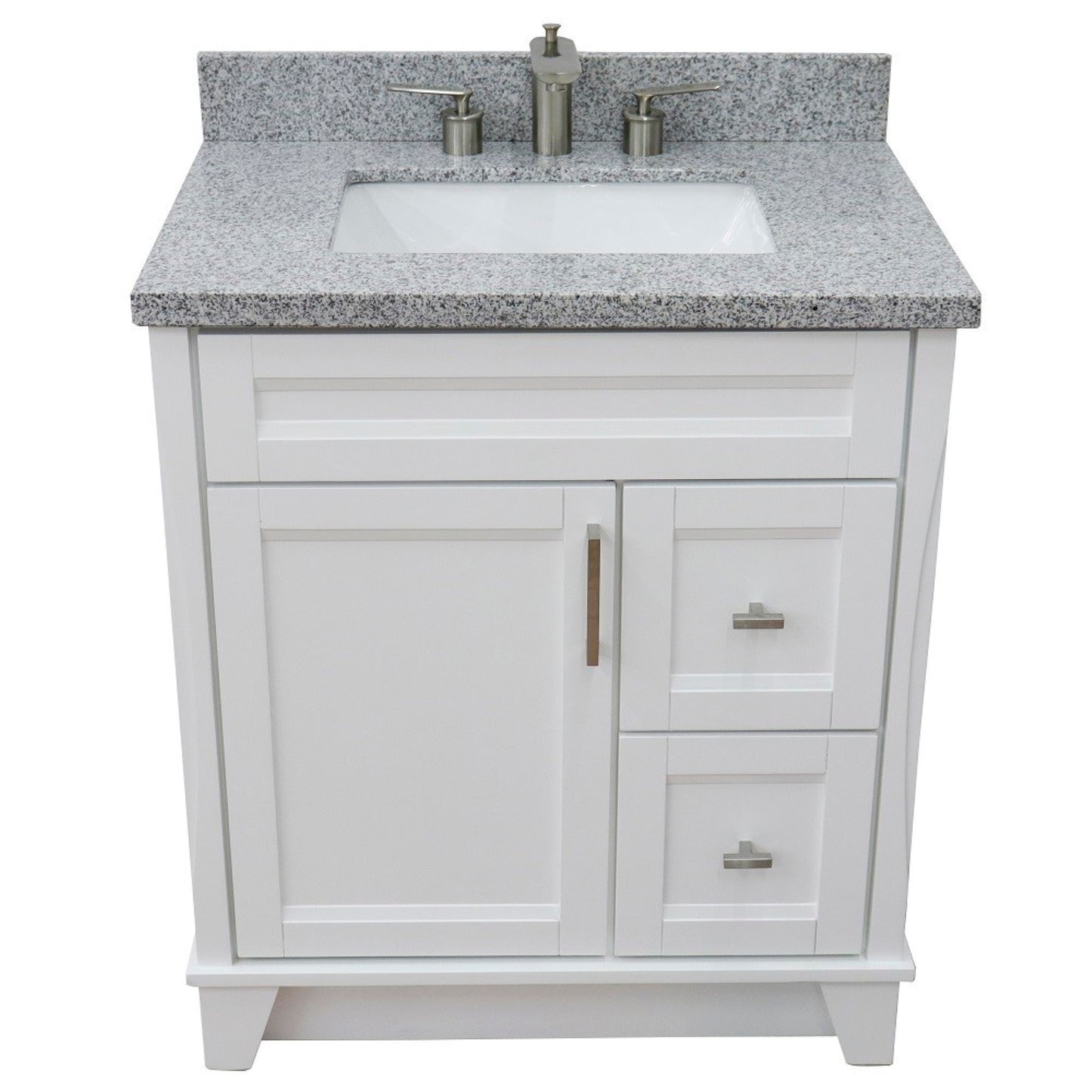 31" Single sink vanity in White finish with Gray granite with rectangle sink