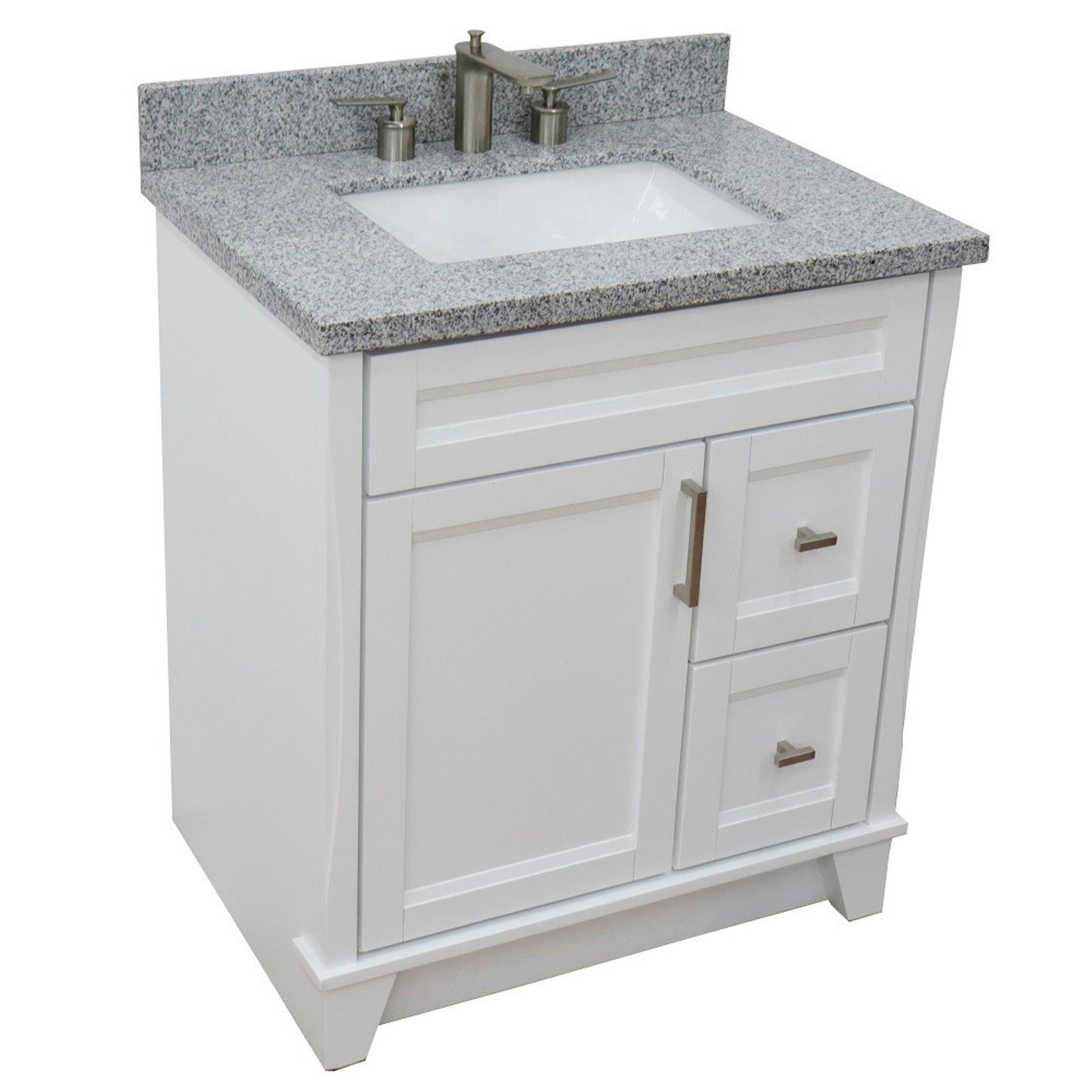 31" Single sink vanity in White finish with Gray granite with rectangle sink