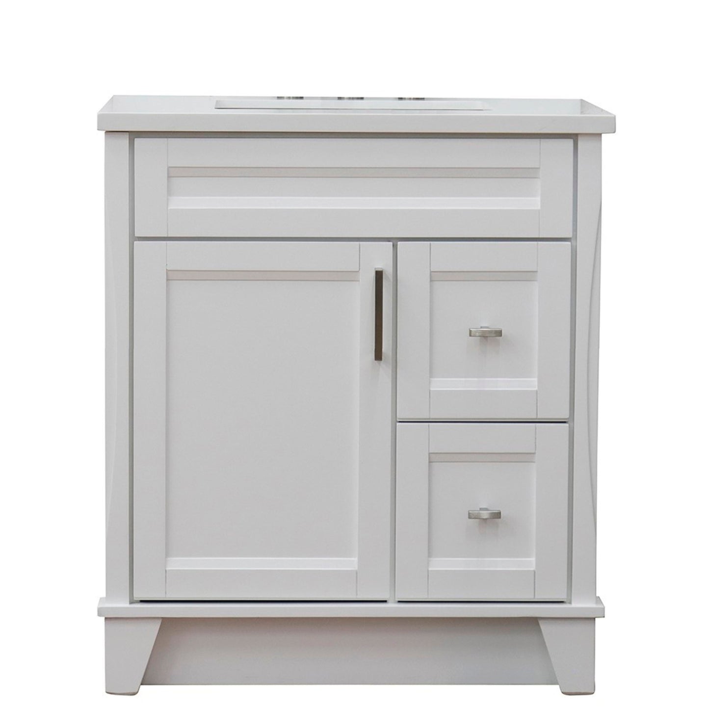 31" Single sink vanity in White finish with White engineered stone with rectangle sink