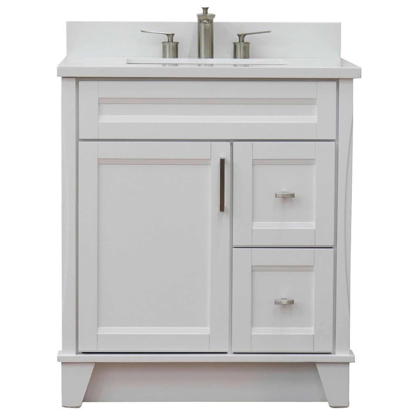 31" Single sink vanity in White finish with White engineered stone with rectangle sink
