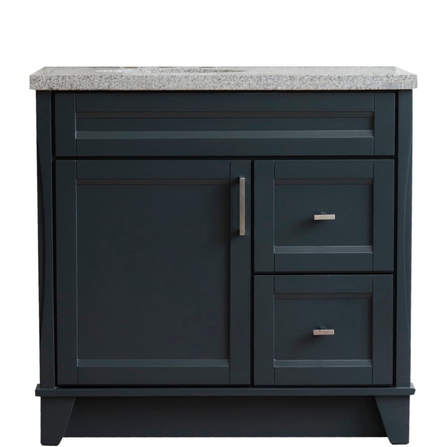 37" Single sink vanity in Dark Gray finish with Gray granite and Left door/Left sink