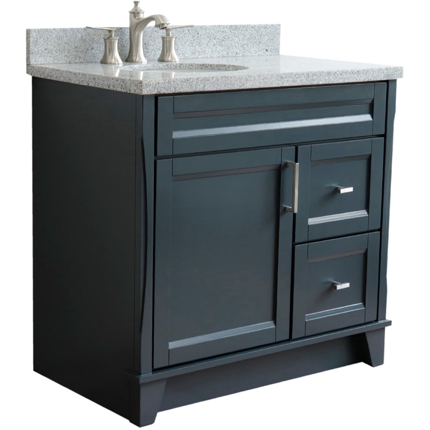 37" Single sink vanity in Dark Gray finish with Gray granite and Left door/Left sink