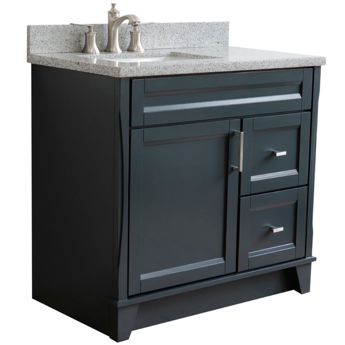 37" Single sink vanity in Dark Gray finish with Gray granite and Left door/Left sink