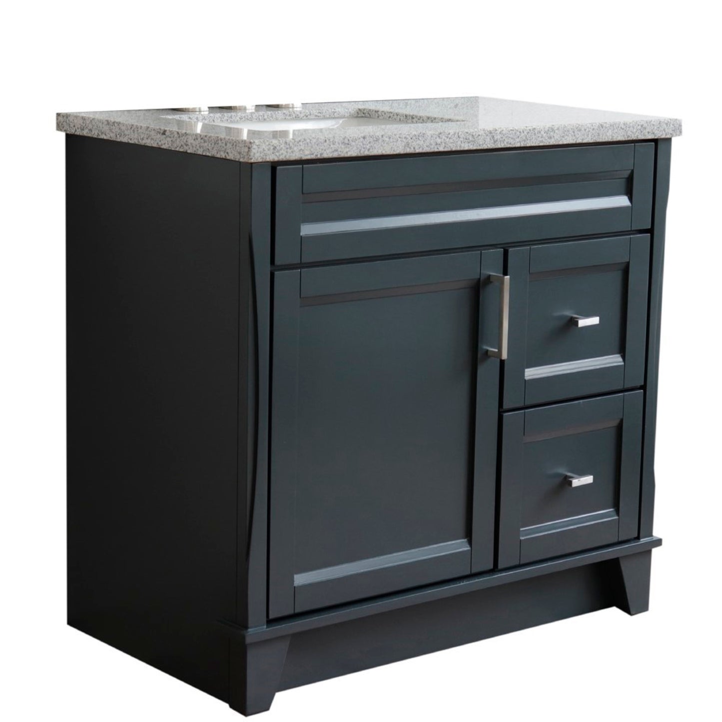 37" Single sink vanity in Dark Gray finish with Gray granite and Left door/Left sink